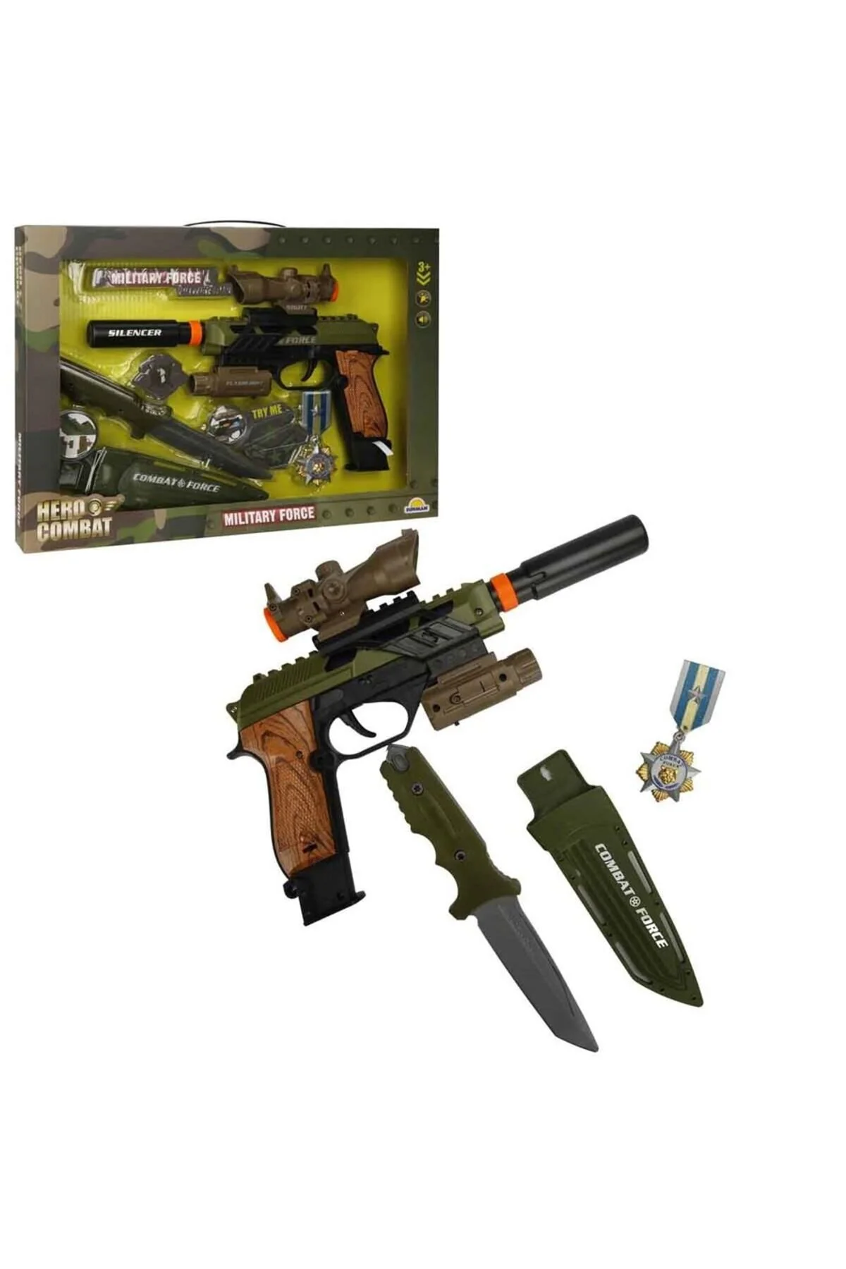 اسباب بازی های فیگور دیگر آموزش آموزشی S00004308 SOLDIER WEAPON SET KNIFE GUN LIGHT SOUND 6PR دخترانه پسرانه بچه NEWBRENDHOME