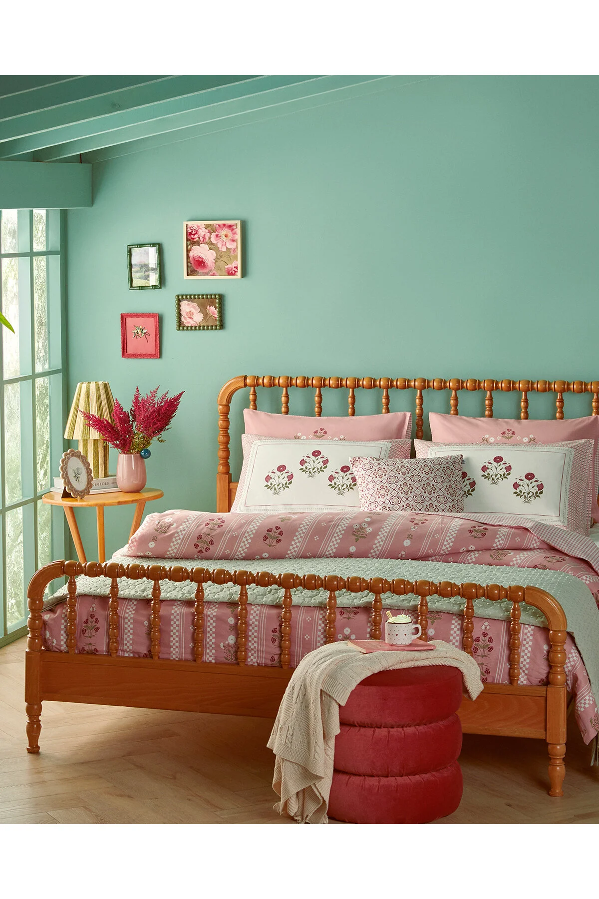 کاور لحاف خیلی بزرگ یکپارچهسازی با سیستمعامل گل پنبه RANFORCE KING YOU DUVET COVER مجموعه 240X220 سانتی متر صورتی English Home