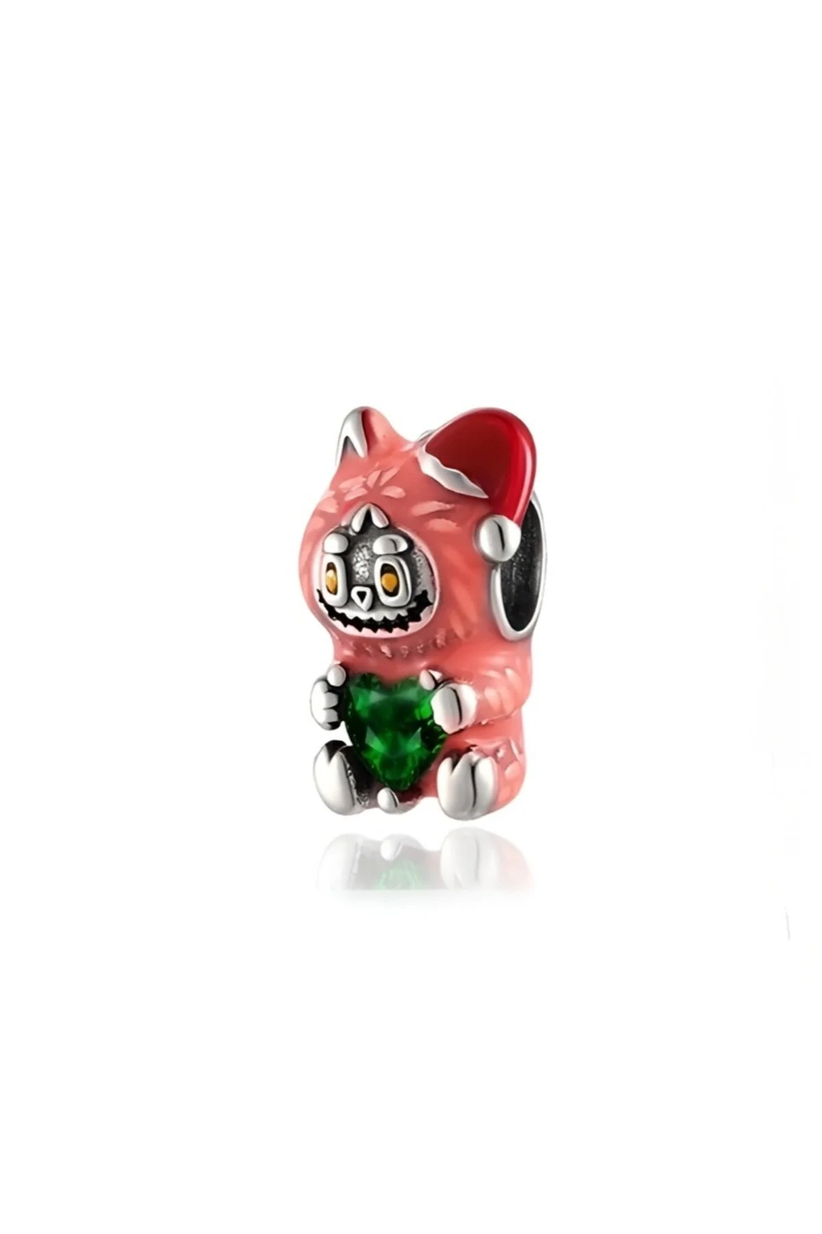 چارم نقره 925 عیار LABUBU CHARM GREEN HEART Lux Design