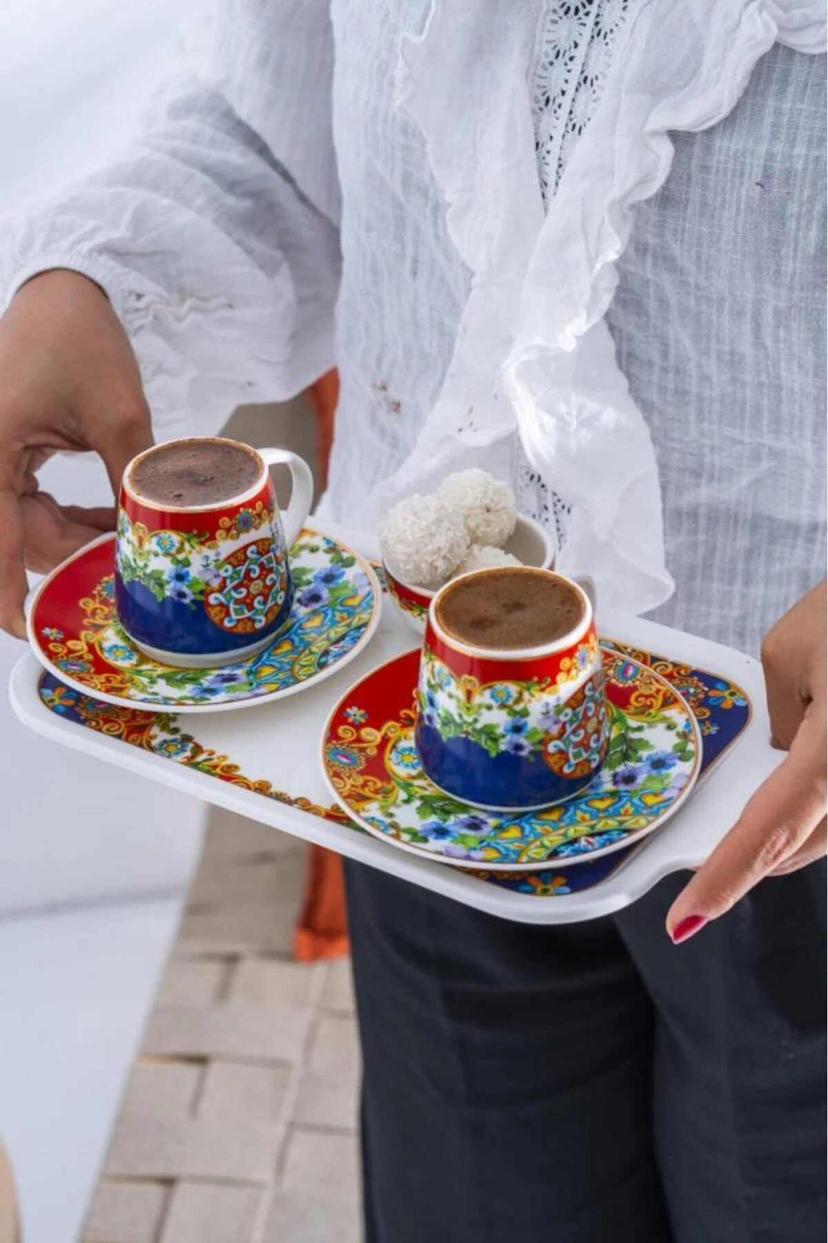 فنجان قهوه PIENZA 2 PERSON TRAY CUP COFFEE TURKISH ACAR