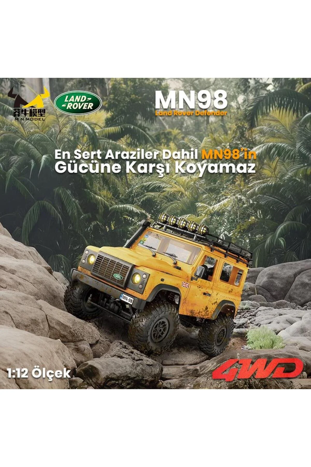 MN98 V2 1 12 LAND ROVER DEFENDER D90 4WD RC مدل CRAWLER کنترل از راه دور آفرود ماشین T ترکیه MN Model