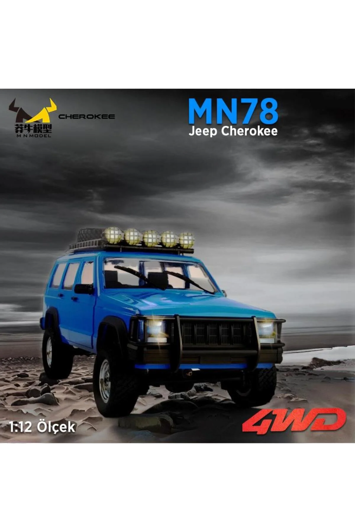 MN78 1 12 JEEP CHEROKEE 4X4 RC مدل CRAWLER کامیون آفرود کنترل از راه دور ماشین RTR آبی ترکیه MN Model
