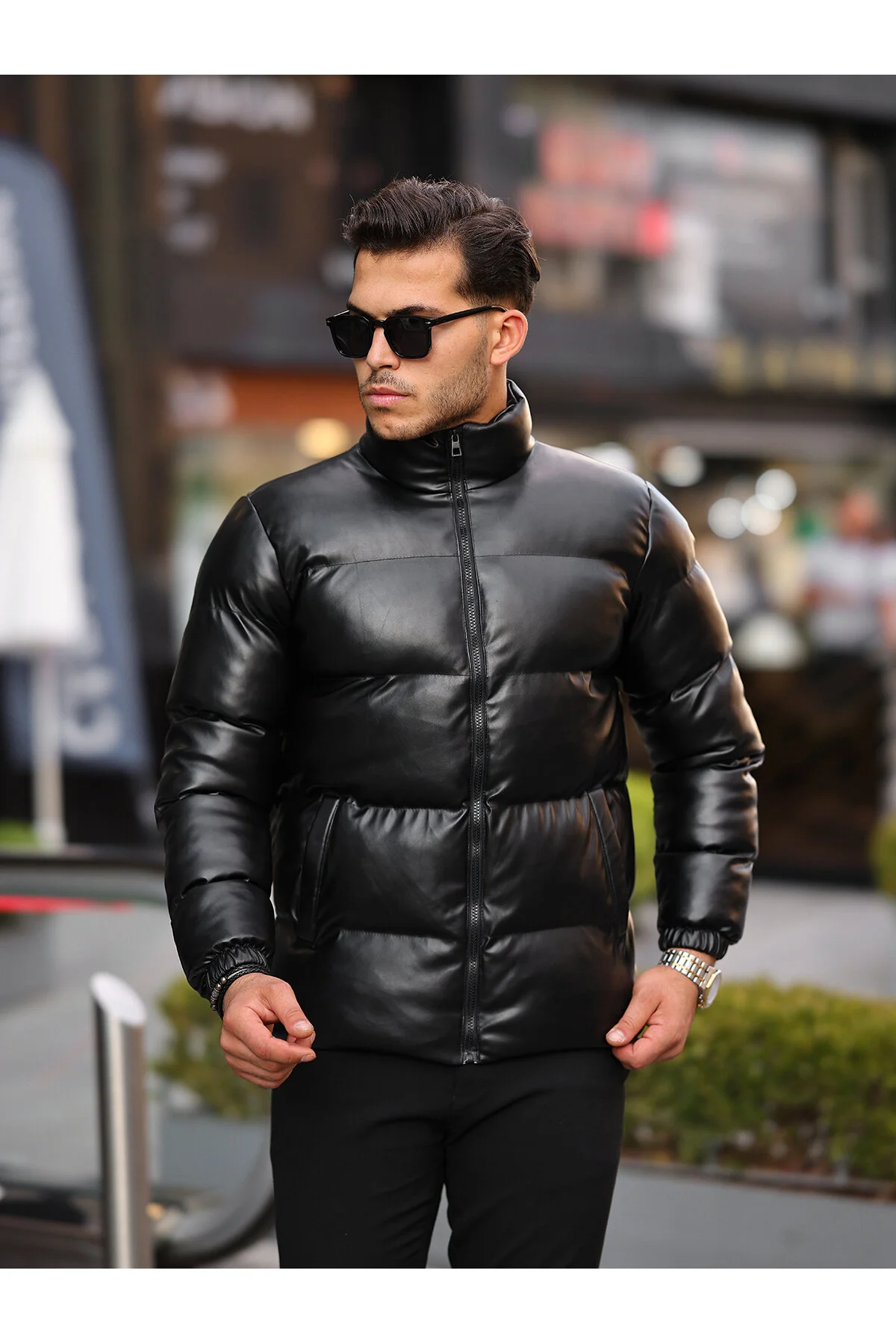 کاپشن کت چرم زمستانی مردانه ضد آب و سرما BOYS MANS