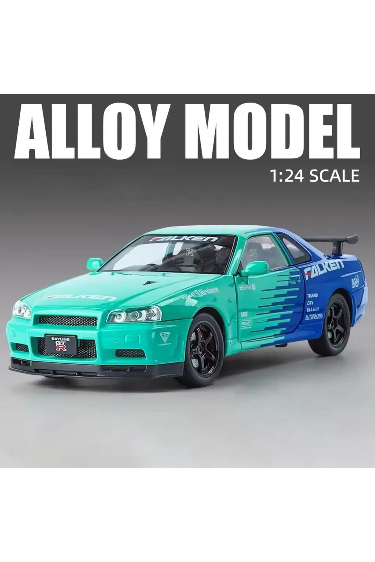 مدل خودرو NISSAN SKYLINE GTR R34 1 24 SCALE DIECAST MODEL CAR MODIFIED اورجینال scntoys