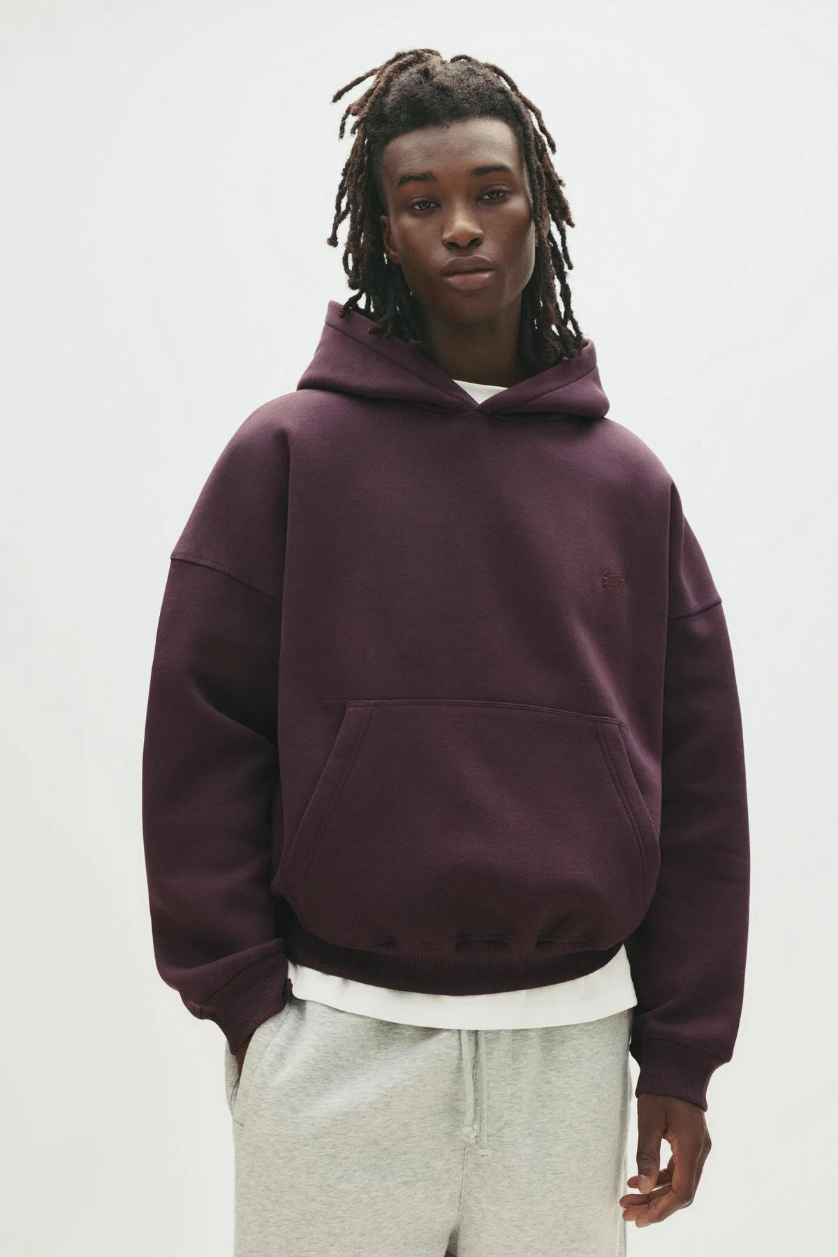 سویشرت پیراهن کاپوت گلدوزی شده اورجینال Pull & Bear