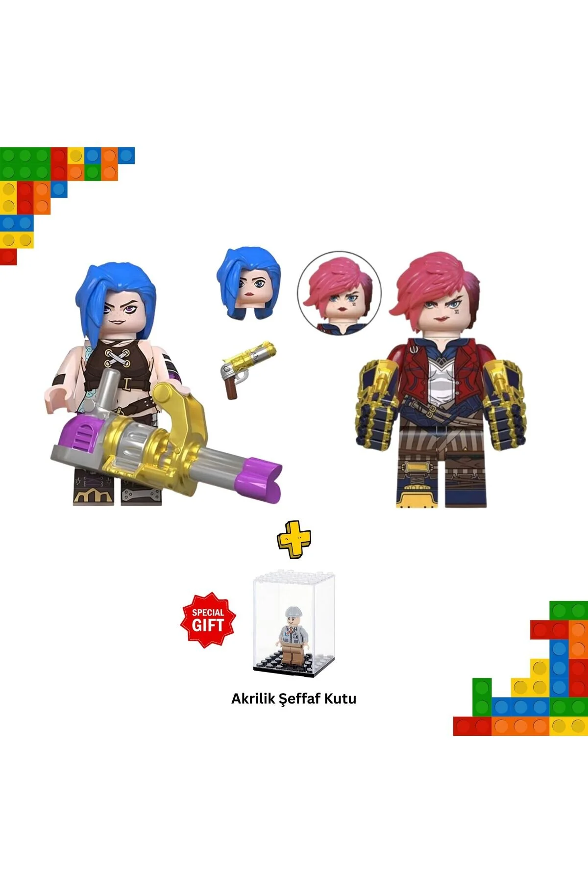 فیگور مجموعه مینی JINX & VI – خواهران محرمانه + سلاح های غول پیکر پایه رایگان از ترکیه Geekland