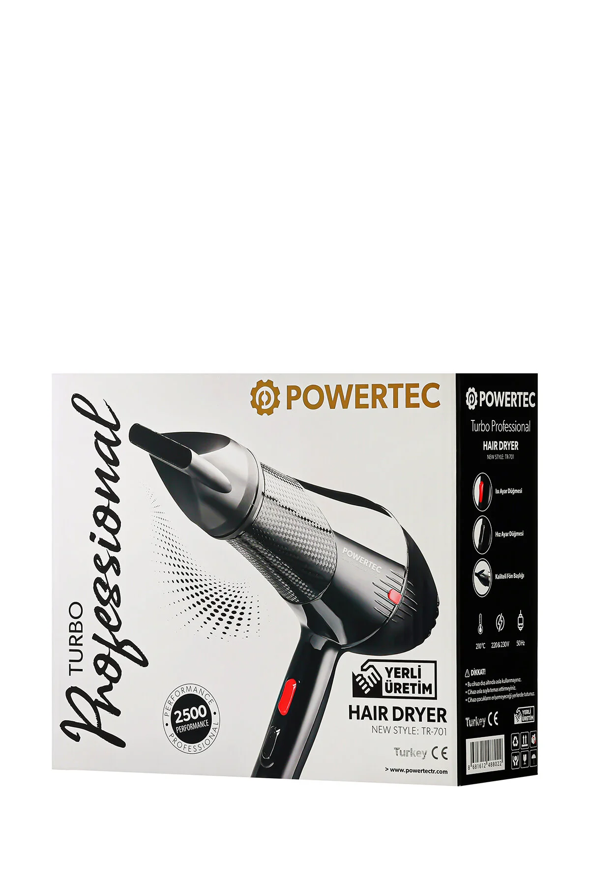 سشوار سیاه برقی Tr 701 ضربه حرفه ای خشک دستگاه + برس آبی هیدرا بربر پاورتچ  Powertec