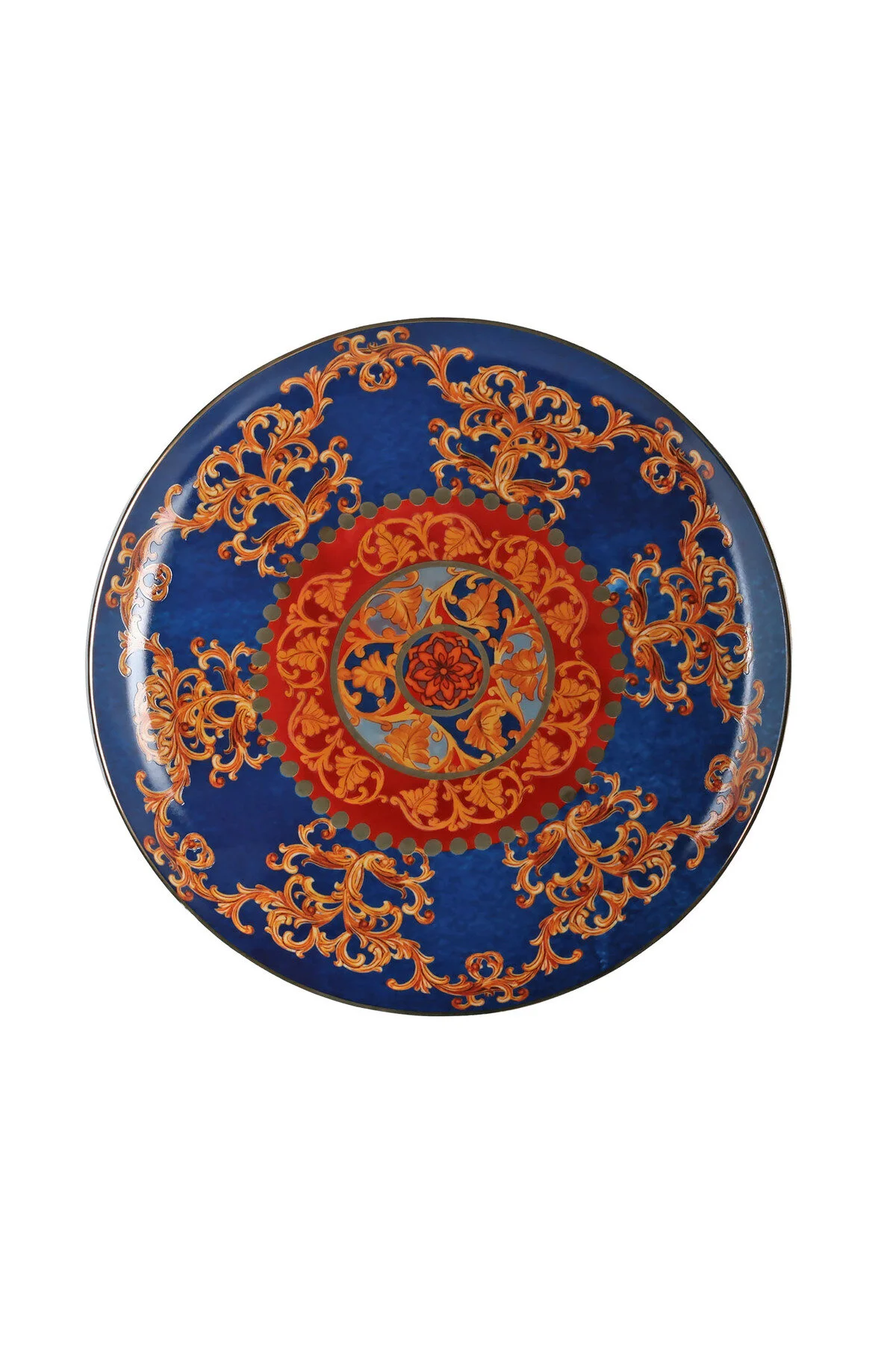 بشقاب سفید Clarissa Bone China چینی آبی رنگ آمیزی کیک پا 27 سانتی متر Lyhd 620  Lucky Art