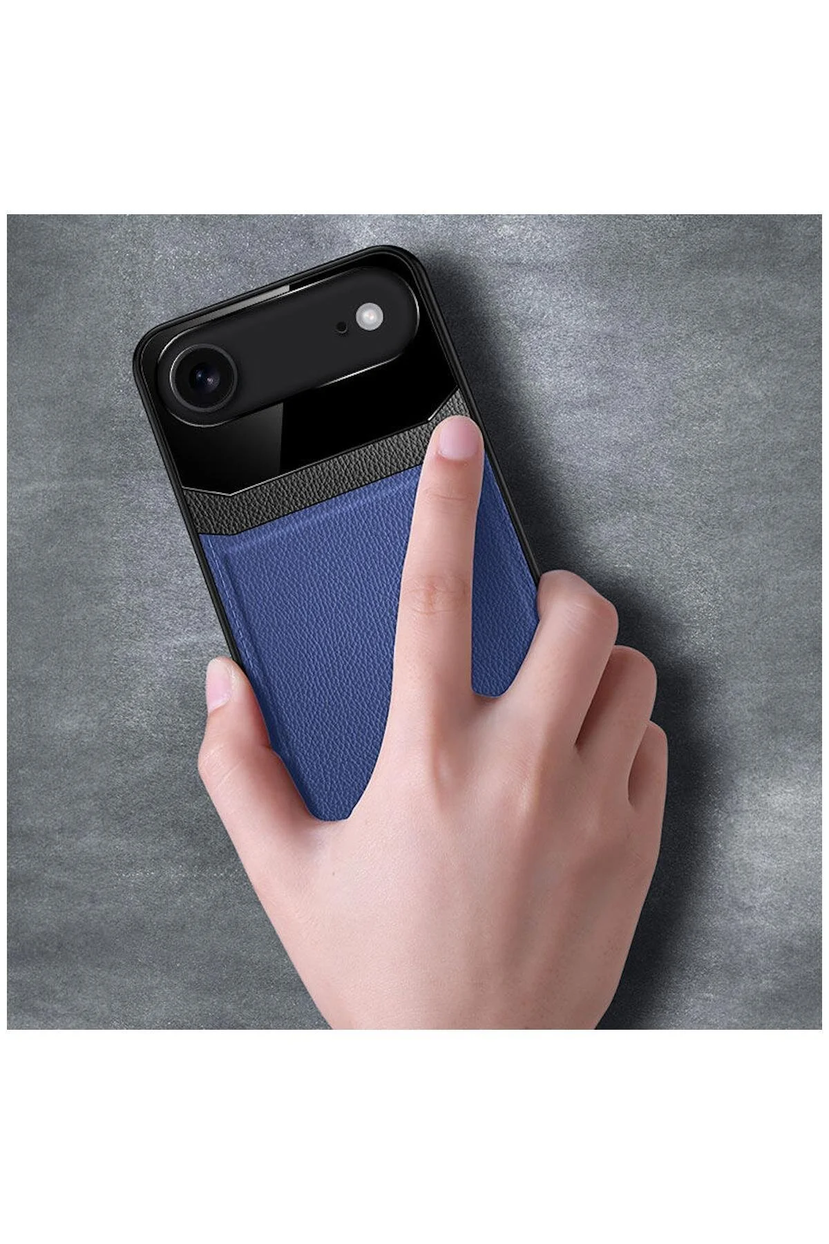 کاور و قاب APPLE IPHONE 17 AIR COMPATIBLE LENS CASE چرمی BLUE NAVY Zebana