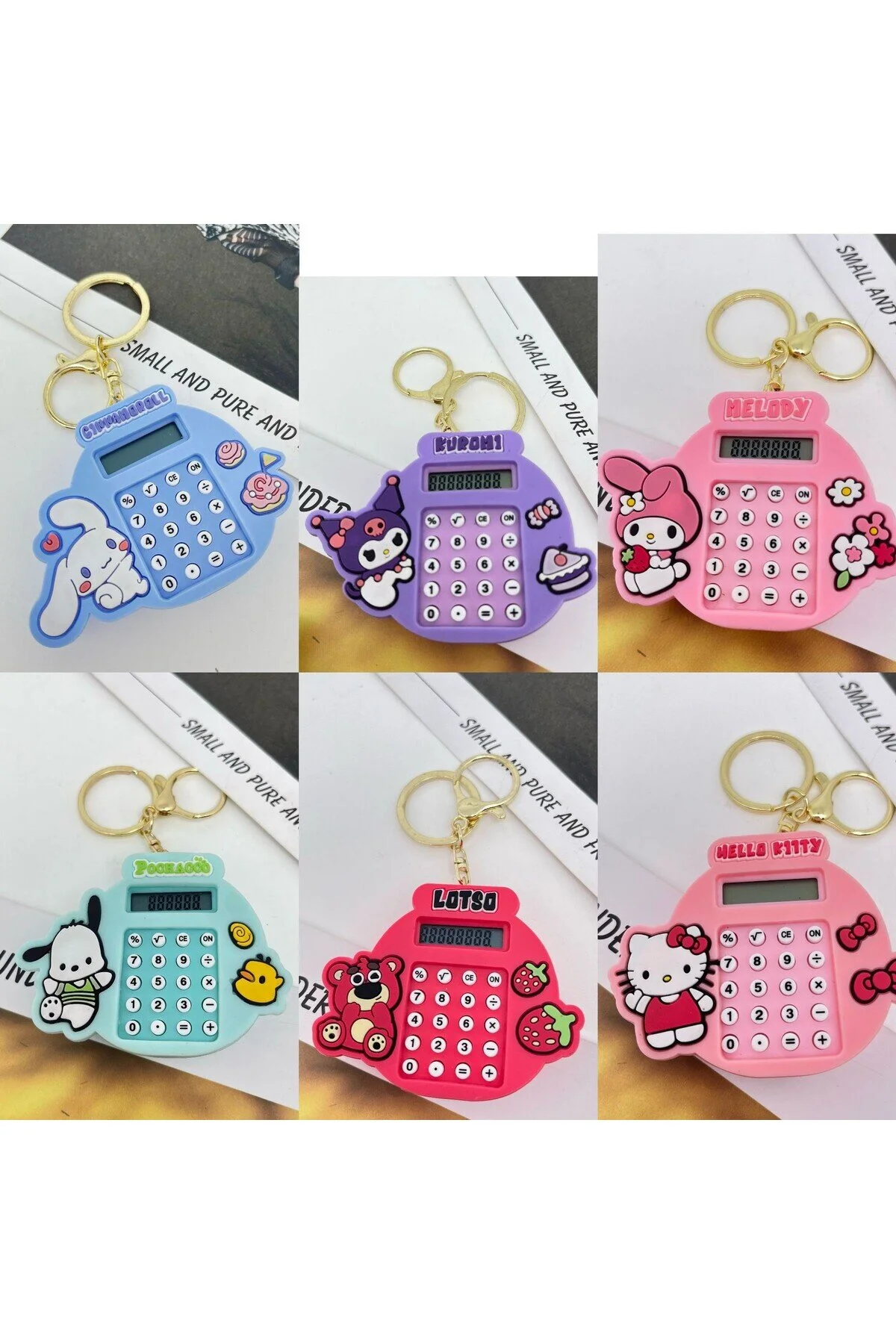 جلیقه کلید زیور آلات کیف جاکلیدی و ماشین حساب KUROMI CINNAMOROLL MY MELODIE POCHACCO HELLO KITTY Janva