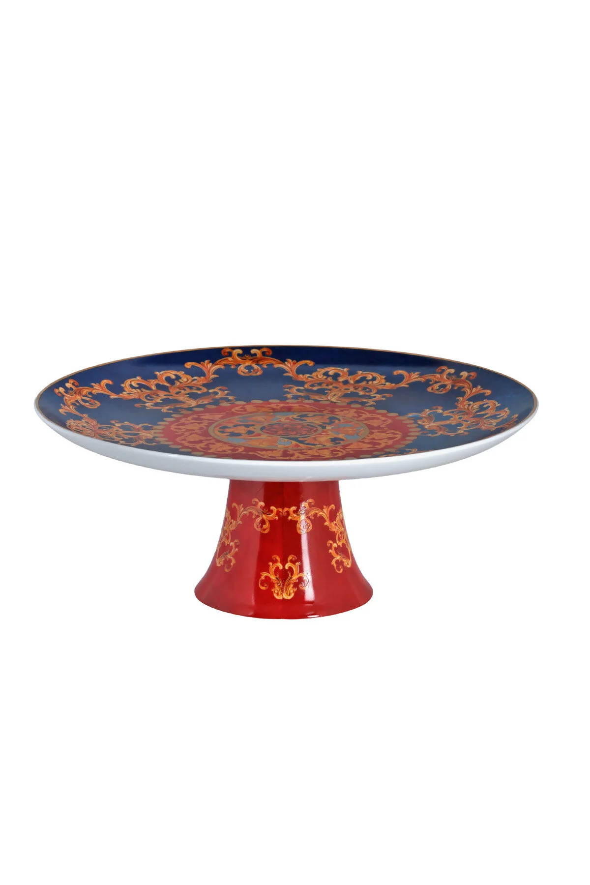 بشقاب سفید Clarissa Bone China چینی آبی رنگ آمیزی کیک پا 27 سانتی متر Lyhd 620  Lucky Art