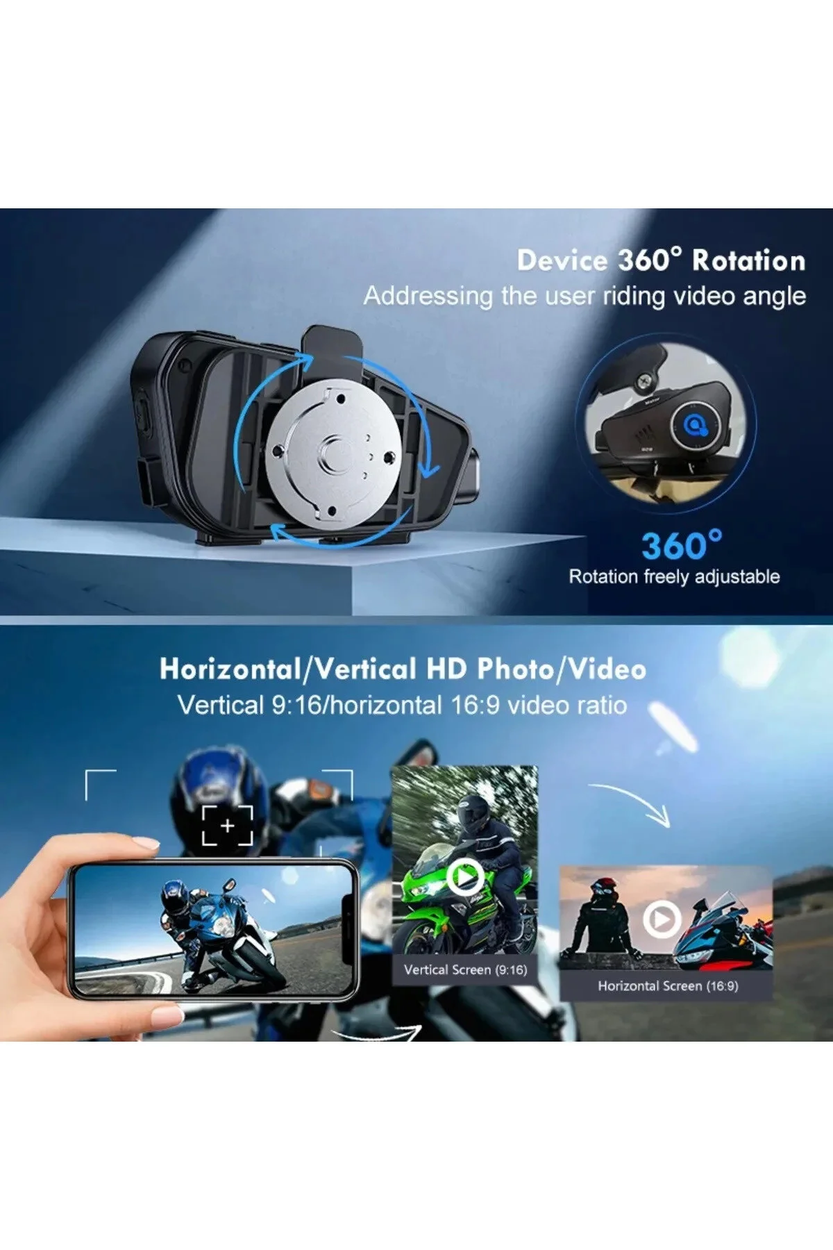 اینترکام هدست بلوتوث کلاه ایمنی موتور سیکلت Q28 دوربین 1080P ضد آب LISINYA HAYAT STORE