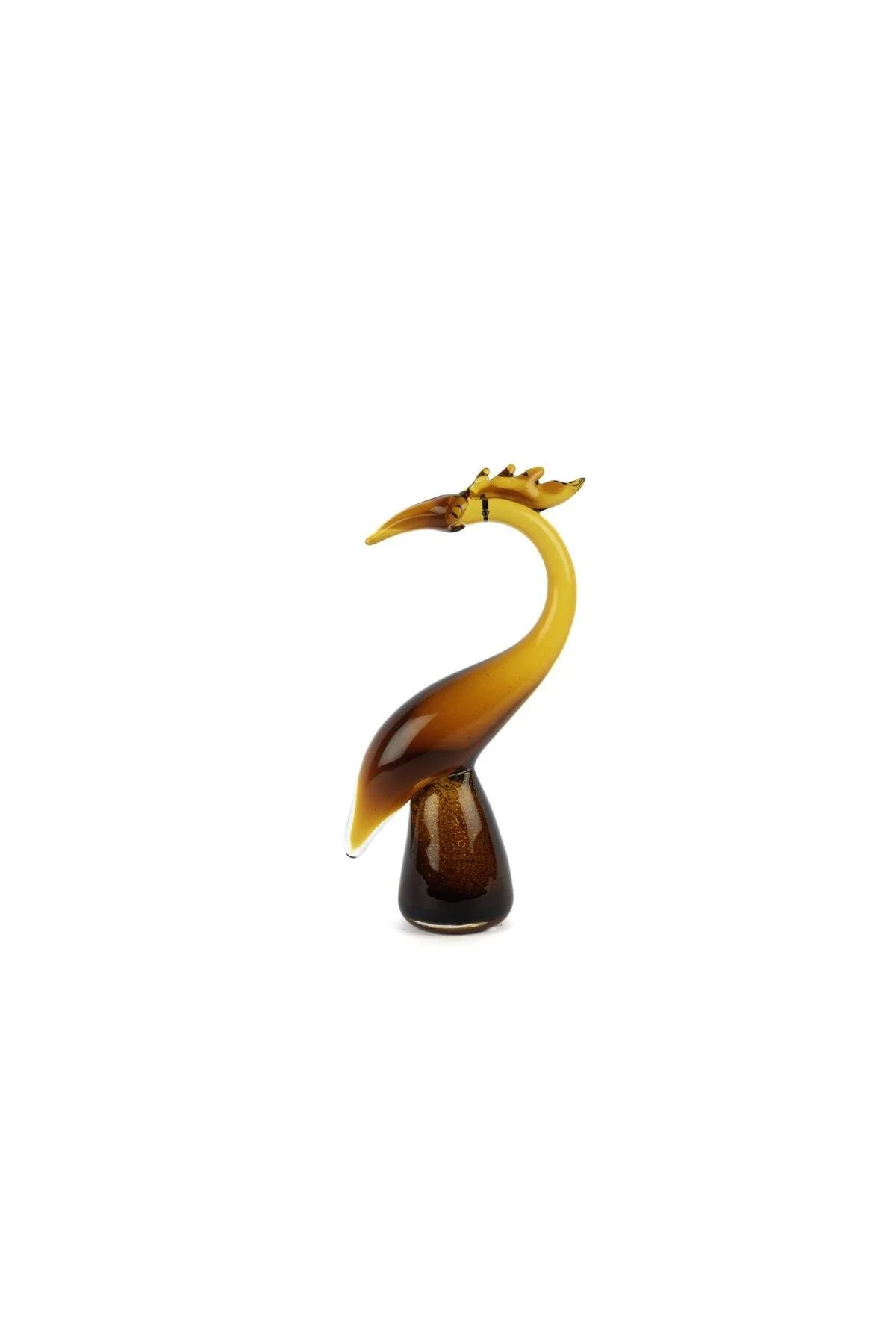 اشیاء دکوراتیو و مجسمه شیء تزئینی شیشه جرثقیل قهوه کهربا 18X33CM Mikasa Moor