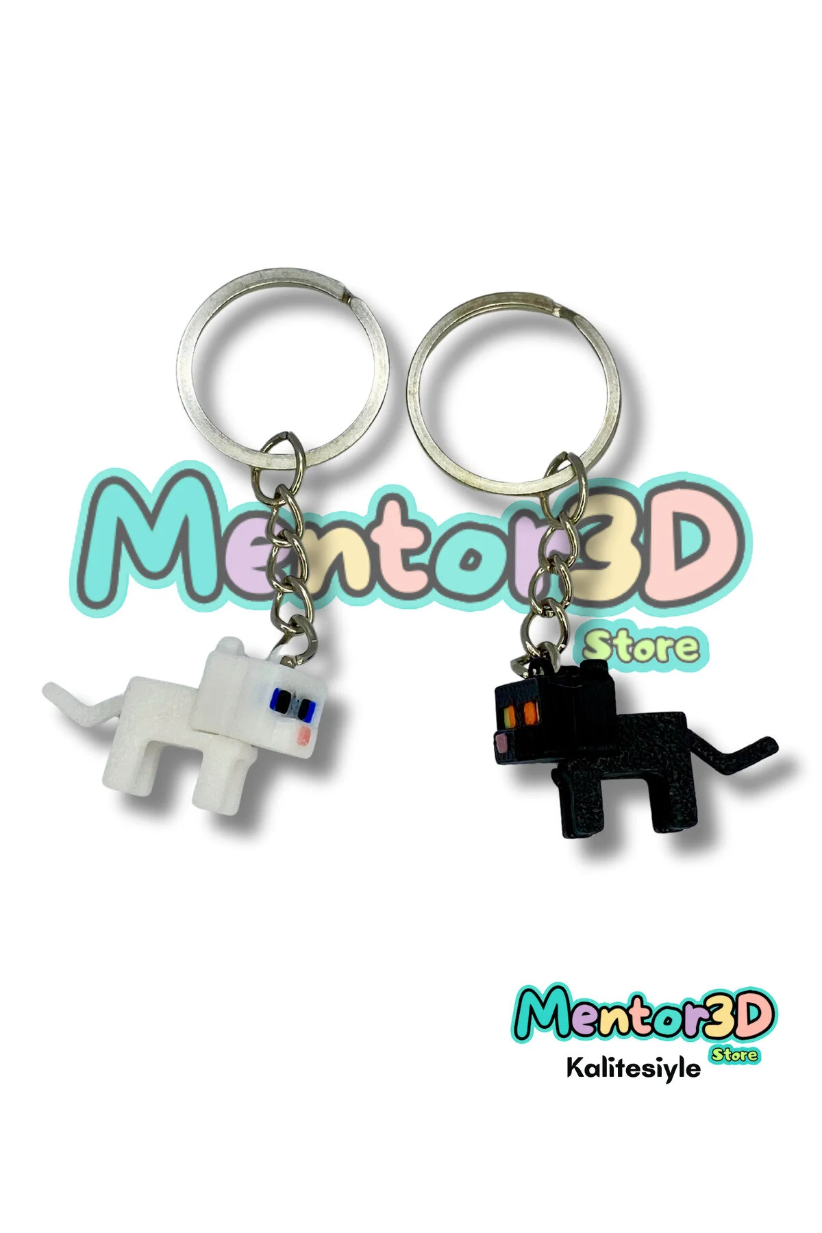 جاکلیدی عاشق گربه سیاه و سفید – لوازم جانبی طلسم کیف با تم MINECRAFT Mentor 3D Store