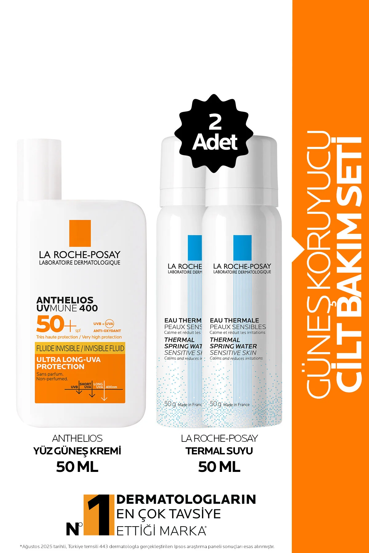 کرم ضد آفتاب صورت مجموعه مراقبت از پوست آفتاب: خورشید ANTHELIOS UVMUNE 50ML و آب حرارتی 50MLX2 La Roche Posay