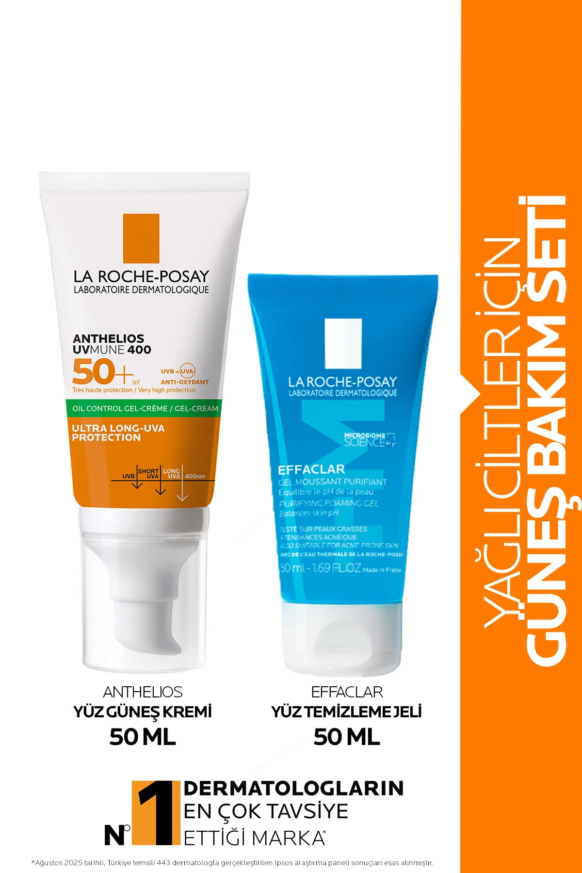 ست مراقبت پوست مجموعه از برای آکنه: ژل تمیز کردن صورت و ANTHELIOS SPF50+ ضد آفتاب La Roche Posay