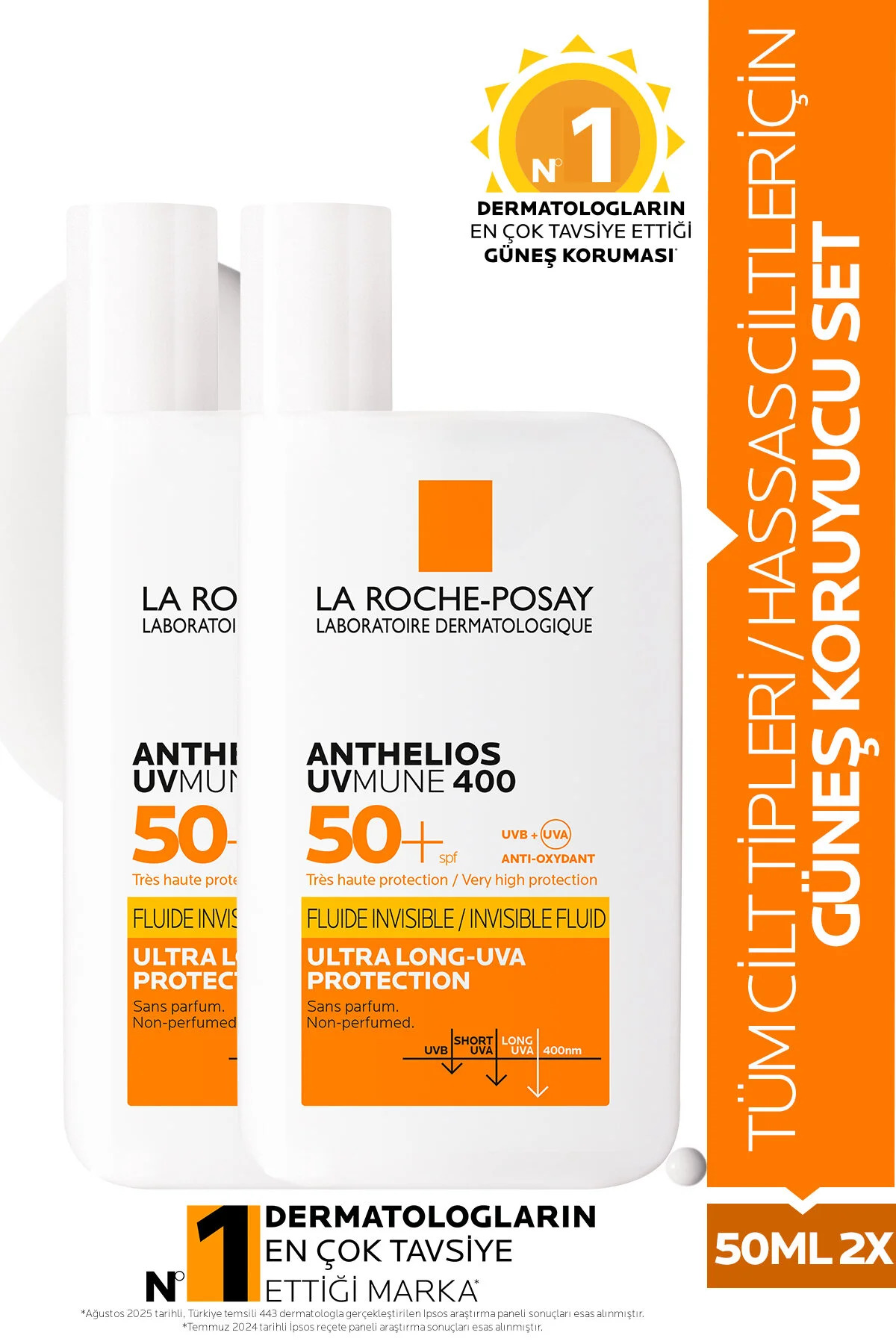 کرم ضد آفتاب صورت مناسب برای همه انواع پوست مجموعه مراقبت از صورت: ANTEHLIOS UVMUNE FLUID SUN CREAM SPF50+ 50ML X2 La Roche Posay