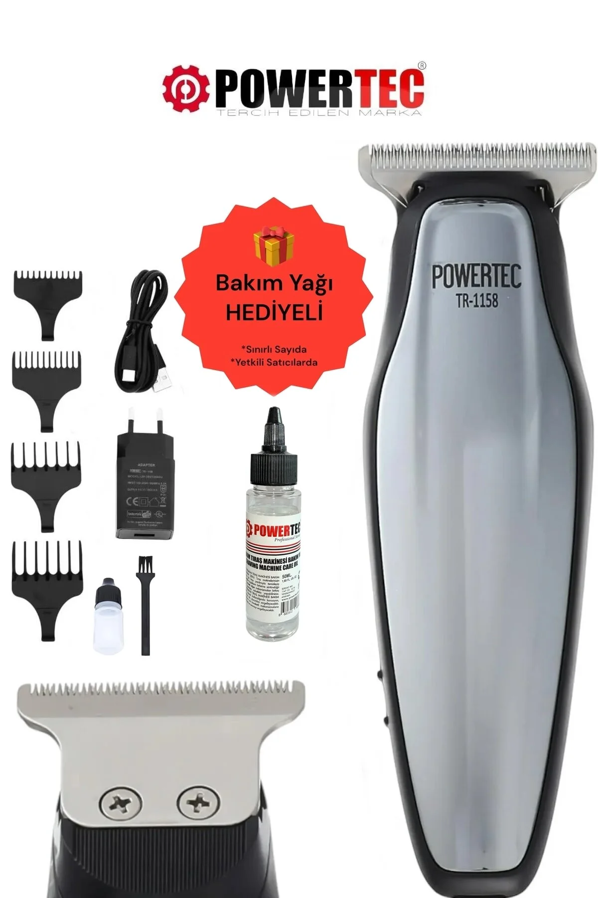 ماشین اصلاح چند رنگ برقی Tr 1158 ریش Tr1158 J182 پاورتچ  Powertec
