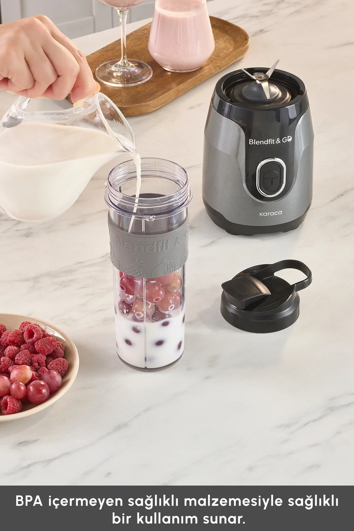 مخلوط کن شخصی اسموتی BLENDFIT GO PERSONAL BLENDER ANTHRACITE اورجینال Karaca