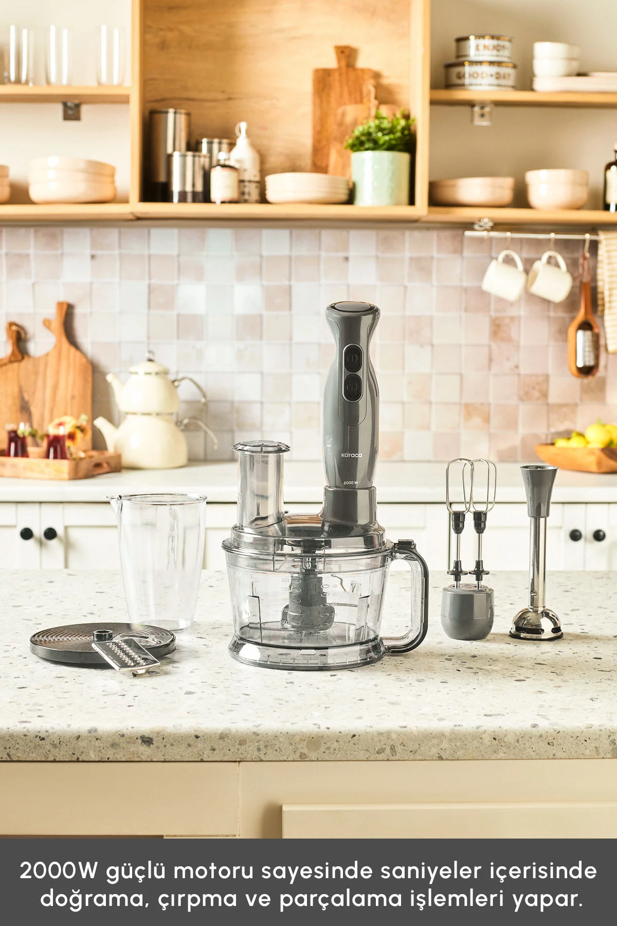 ست مخلوط کن غذاساز چند منظوره PRO MULTIMAX 6 IN 1 BLENDER SET SPACE GREY 2000 W اورجینال Karaca