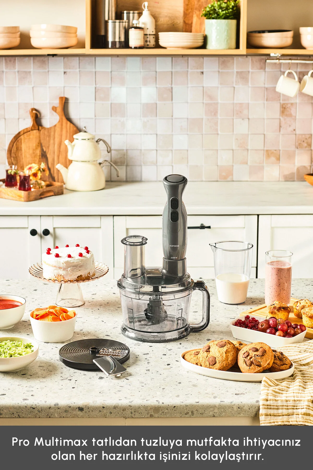 ست مخلوط کن غذاساز چند منظوره PRO MULTIMAX 6 IN 1 BLENDER SET SPACE GREY 2000 W اورجینال Karaca
