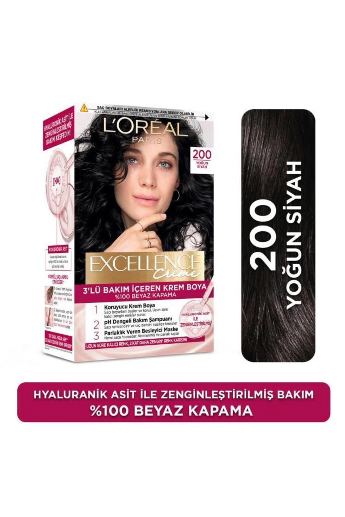 رنگ مو کرم اکسلنس 200 مشکی شدید L'Oreal Paris