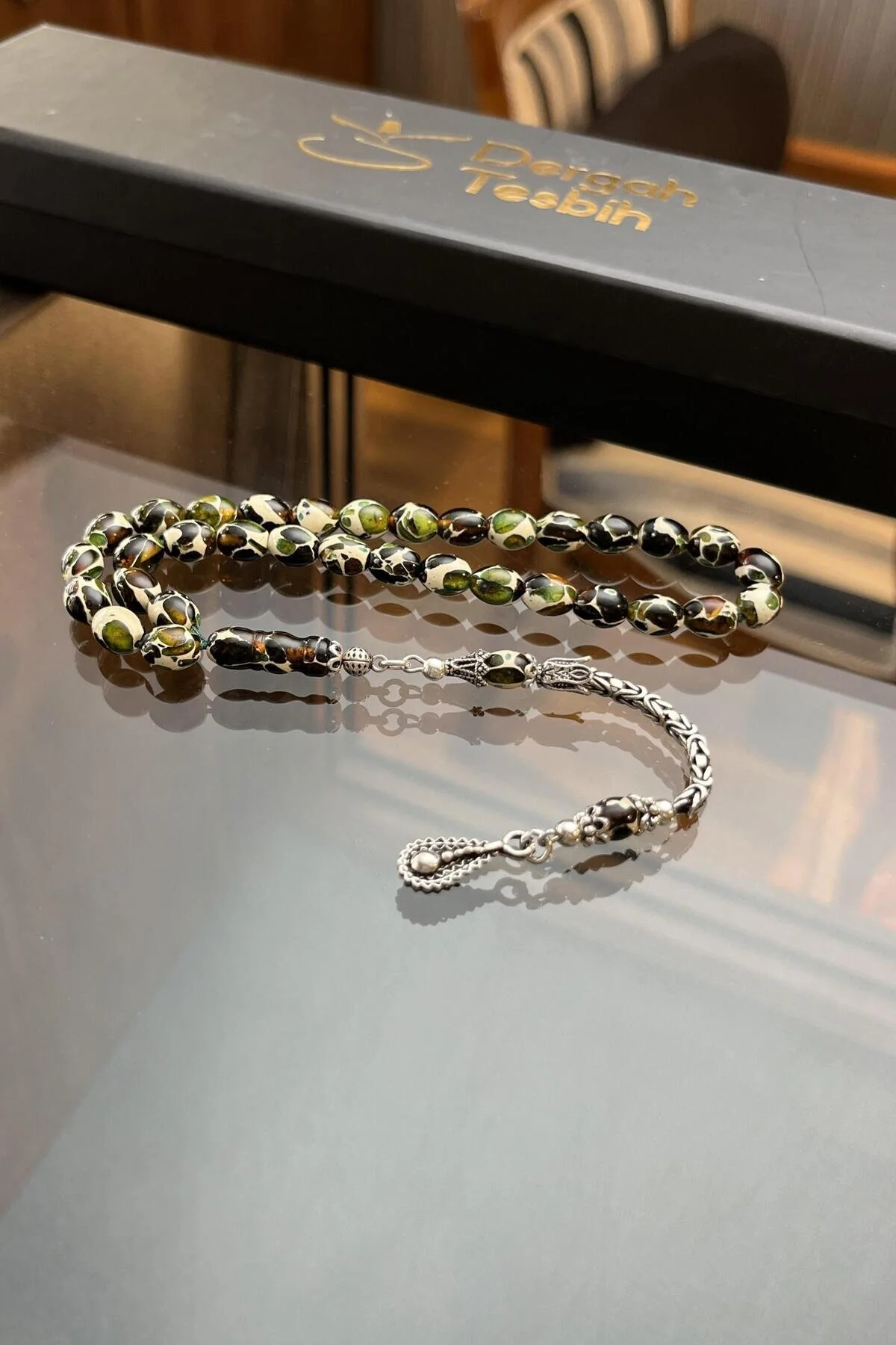 تسبیح LACOS MOSAIC DAMLA SILVER اورجینال dergah tesbih