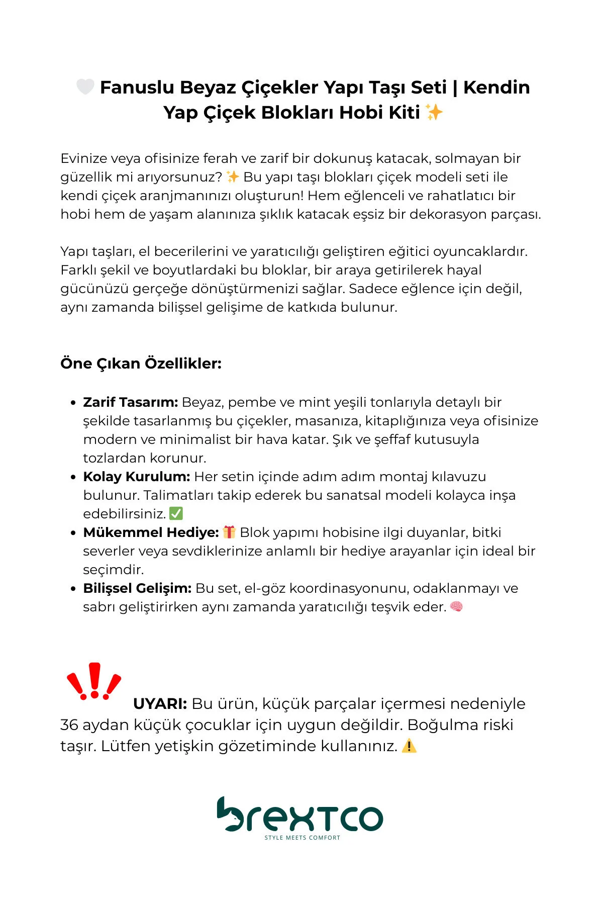 لگو و اسباب بازی های ساخت محور گل سفید با کوزه ساختمانی مجموعه بلوک | کیت سرگرمی از ترکیه Brextco Store