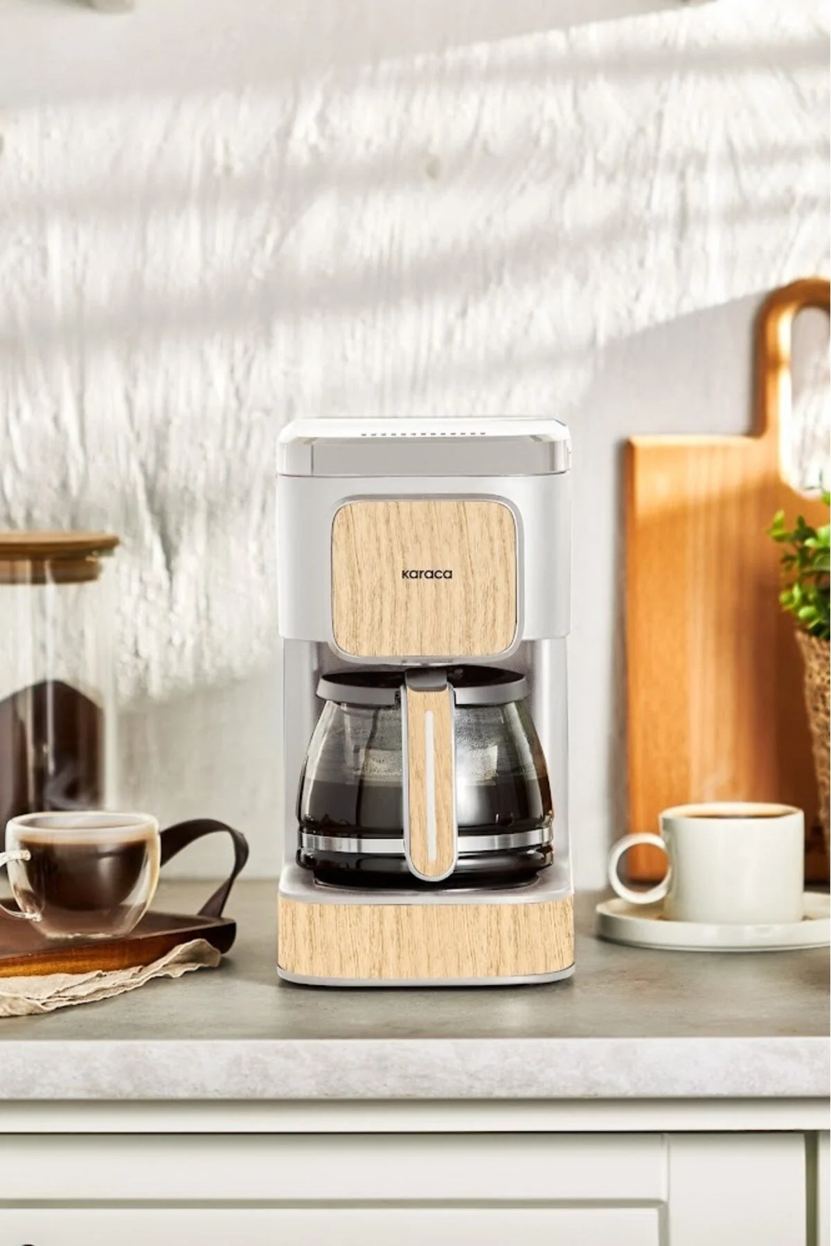 قهوه ساز فیلتری ماشین دم کردن و چای فیلتر 2 در 1 عطر JUST COFFEE AROMA IN WOOD CRAFT اورجینال Karaca