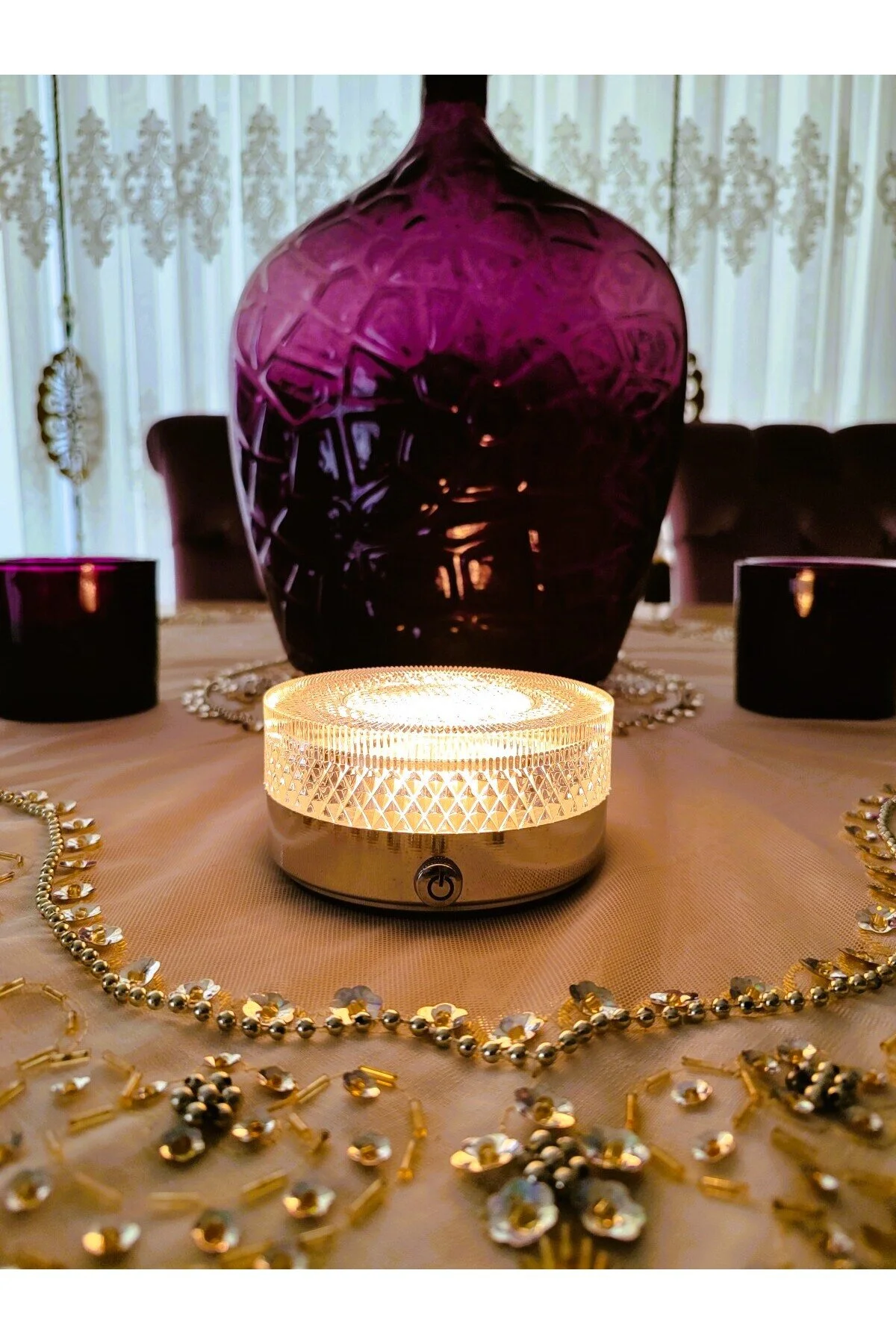 چراغ رومیزی و خواب CLAIRE TOUCH LAMPSHADE SILVER COLOR 10 5 سانتی متر Madame Coco