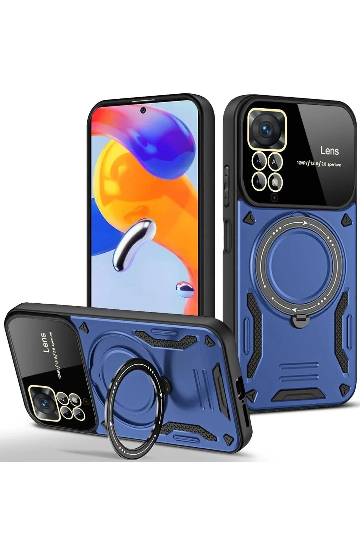 کاور و قاب لنز جوی کیس XIAOMI REDMI NOTE 11 PRO با پایه آبی دریایی TYGO6543 toyigoo