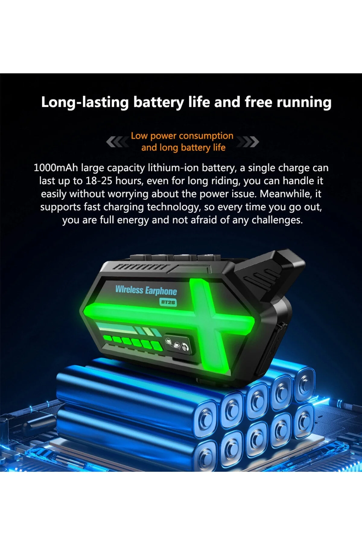 اینترکام هدفون کلاه ایمنی موتور سیکلت بلوتوث RGB LIGHT 2 ویژگی های تطبیق میلی آمپر ساعتی ÇERÇİCİ