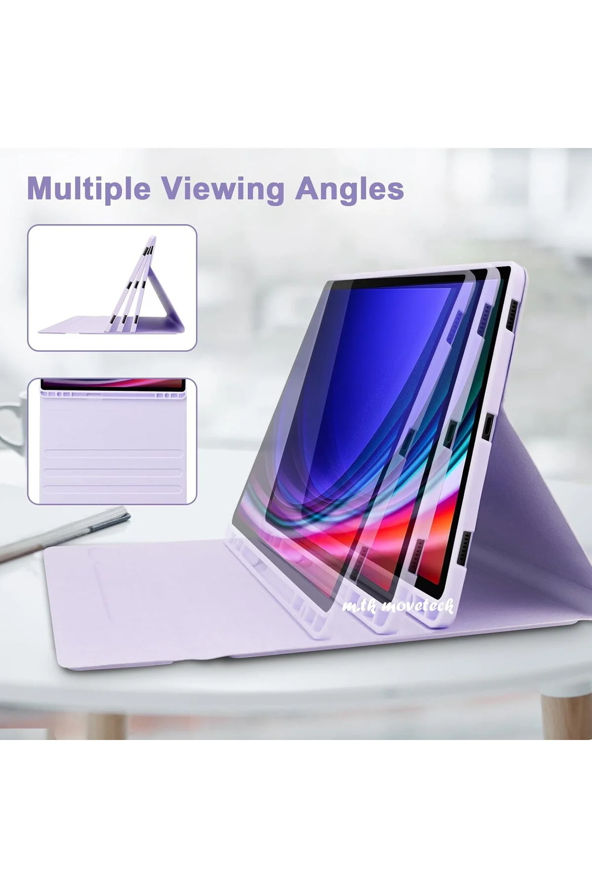 کاور تبلت قاب سازگار GALAXY TAB S9 FE S10 LITE 10.9 با محفظه قلم صفحه کلید بلوتوث ترکی Q m.tk moveteck