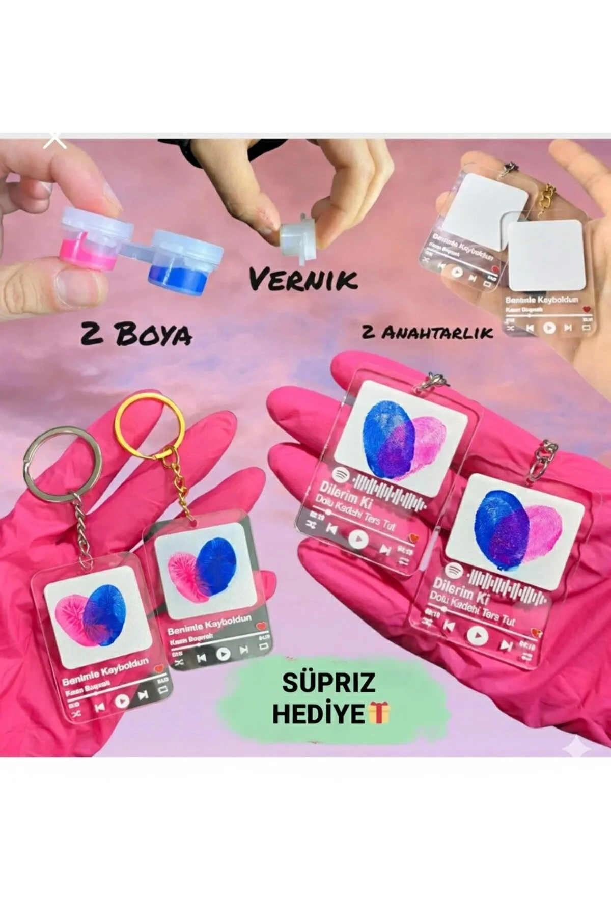 جلیقه کلید ست جاکلیدی LOVER FINGERPRINT COUPLE KEYCHAIN هدیه روز ولنتاین pivok