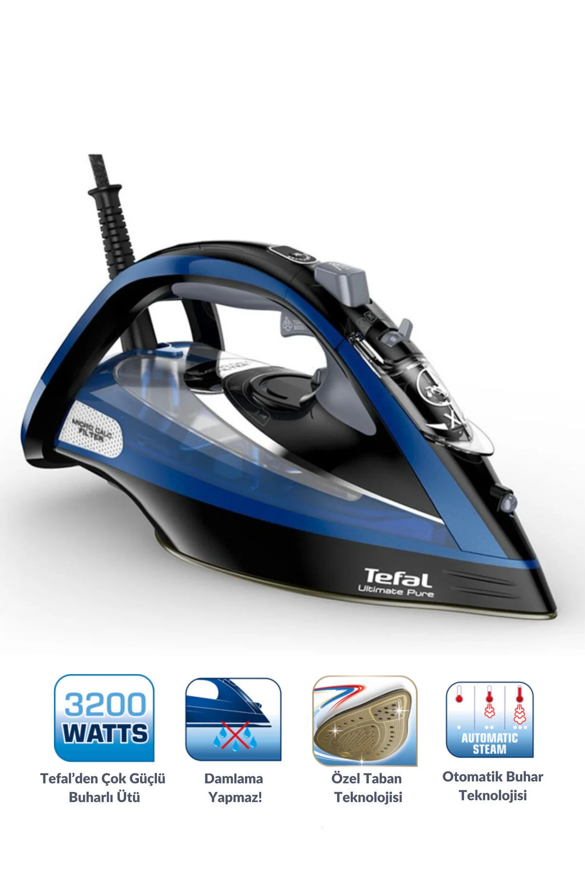 اتو بخار آلتیمیت خالص آهک باستر 3200 وات ضد رسوب اورجینال TEFAL