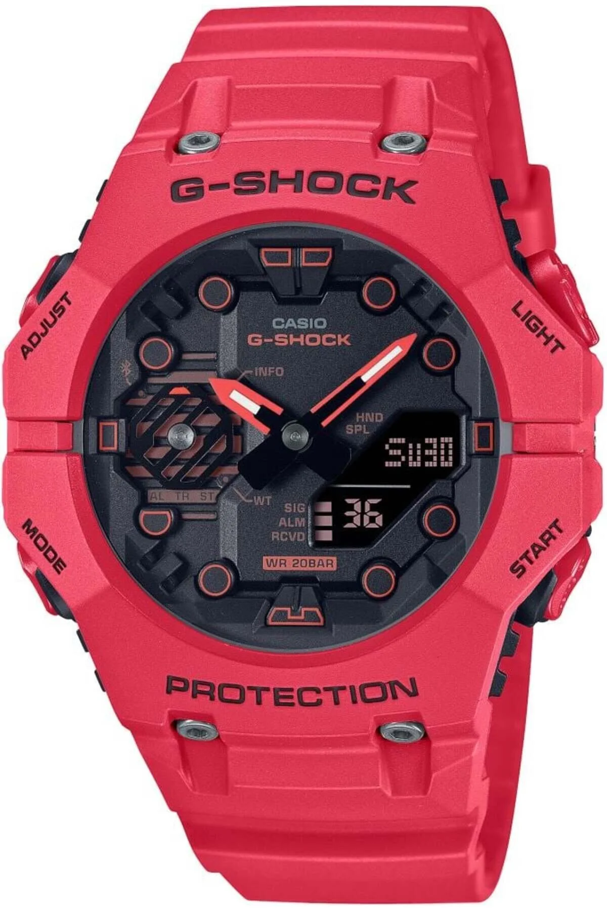ساعت قرمز مردانه مچی GA B001 4ADR Casio