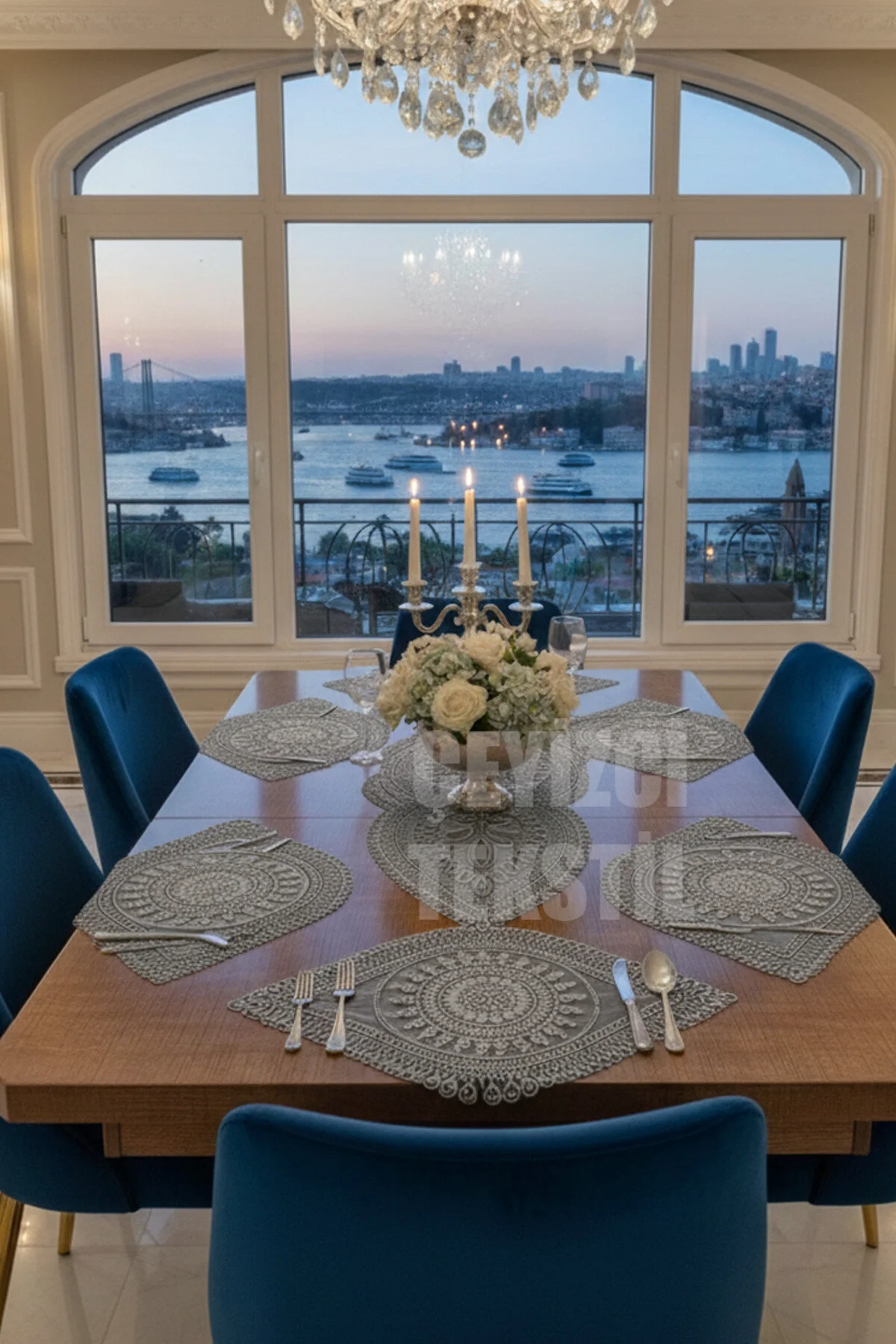 رانر و زیر بشقابی SUPA RUNNER SET PRESENTATION CORRE Çt Çeyizci Tekstil