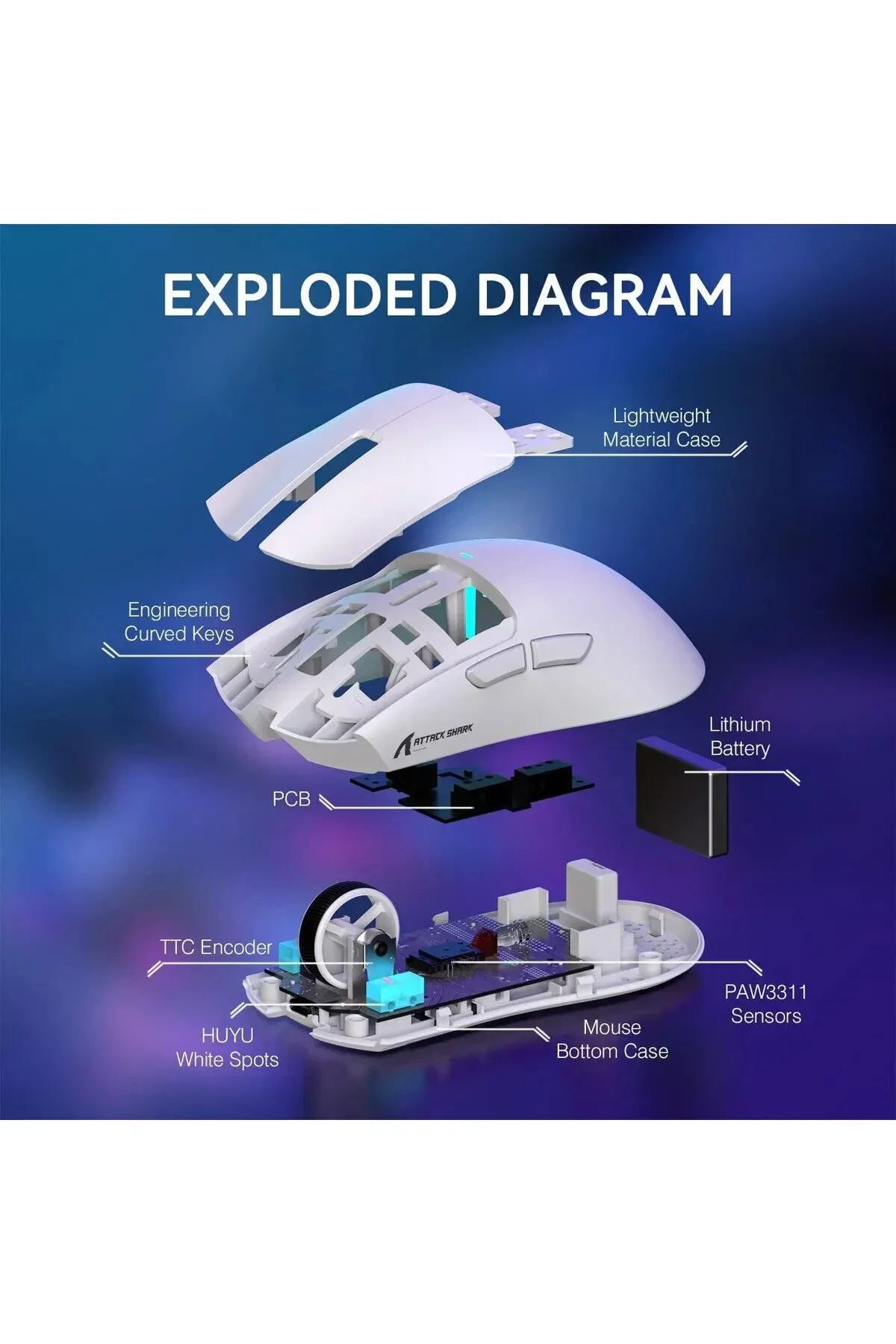 ماوس مخصوص بازی حمله رایانه شما کوسه X11 SUPERLIGHT DPI ایستگاه شارژ بی سیم OEM