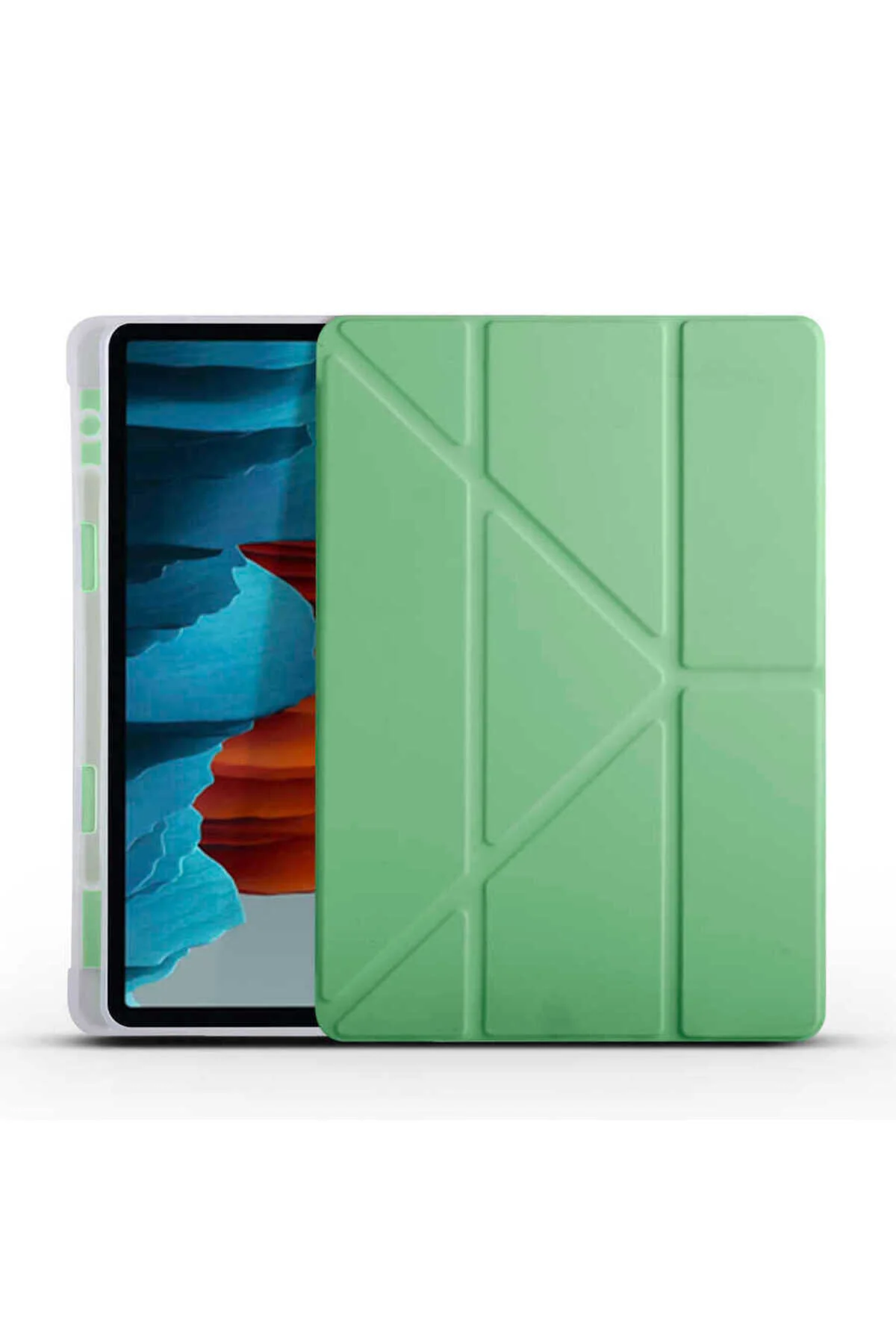 کاور تبلت قاب پایه GALAXY TAB S7 سازگار با سه تاشو محفظه قلم قرمز ECRUZ