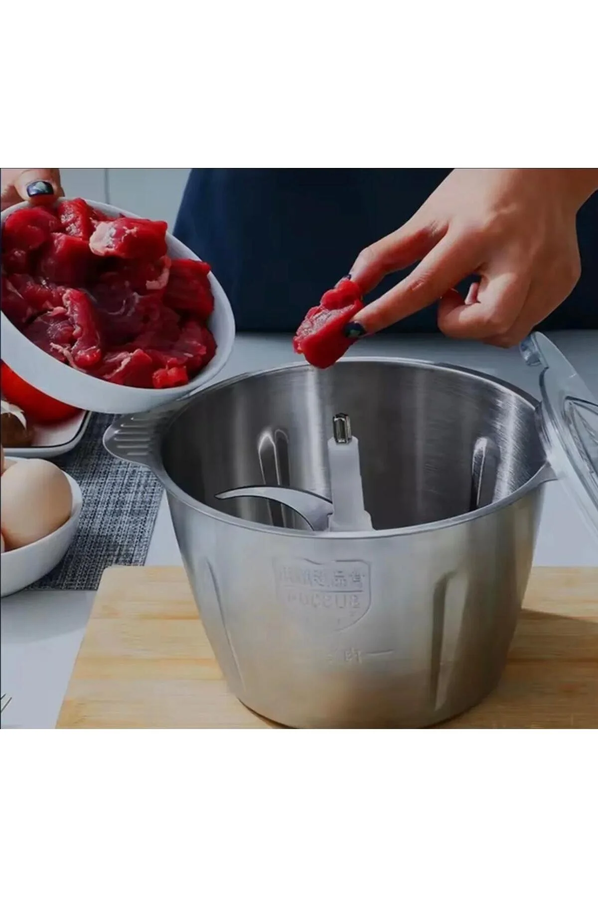 خردکن و غذا ساز دستگاه گوشت کوب 3 لیتری دسته ای از جنس استنلس استیل برقی میوه خرد کن RONDO BLENDER اورجینال DAMMERUN
