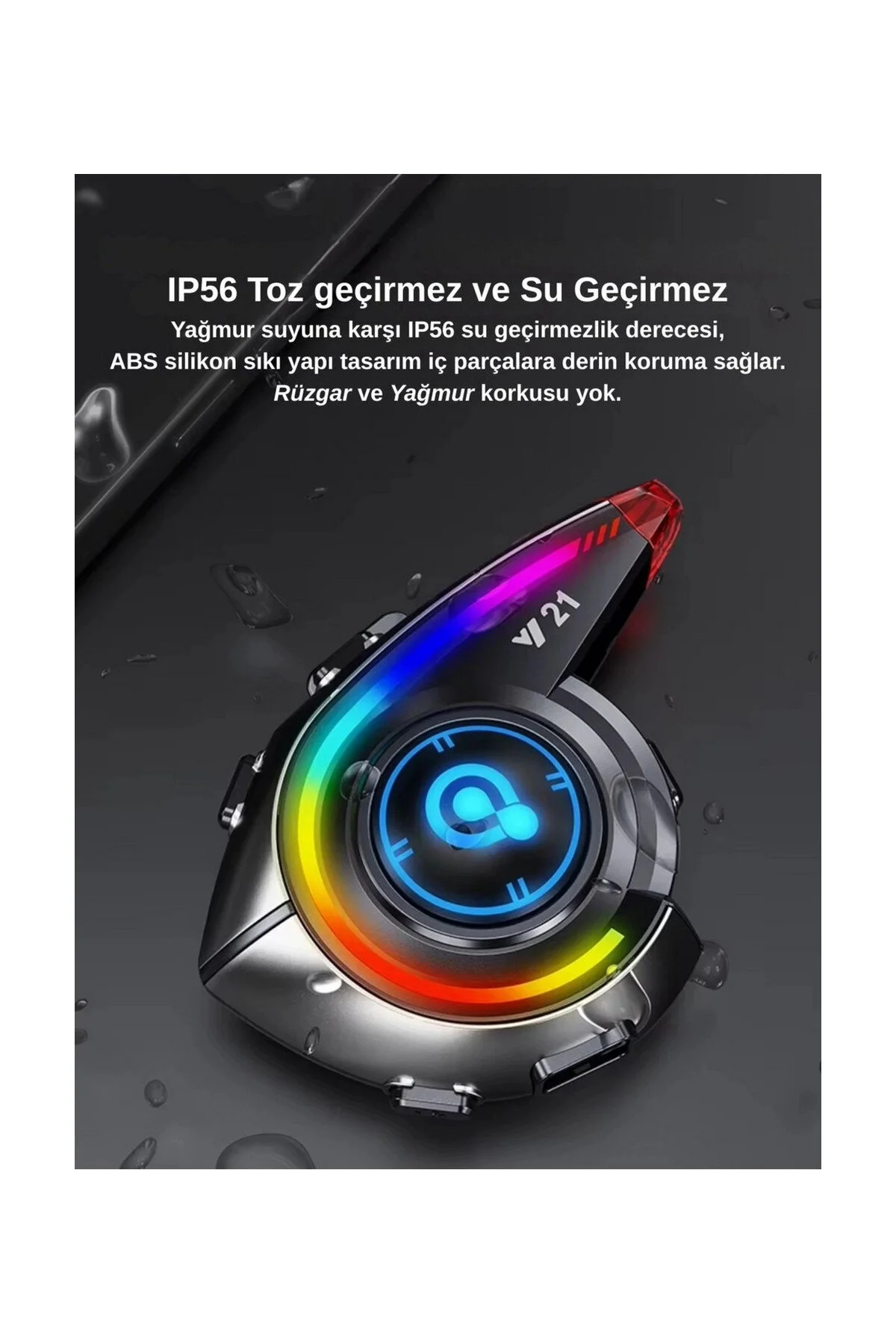 اینترکام هدست کلاه ایمنی موتور سیکلت بلوتوث Y21 RGB جلوه نور Light up