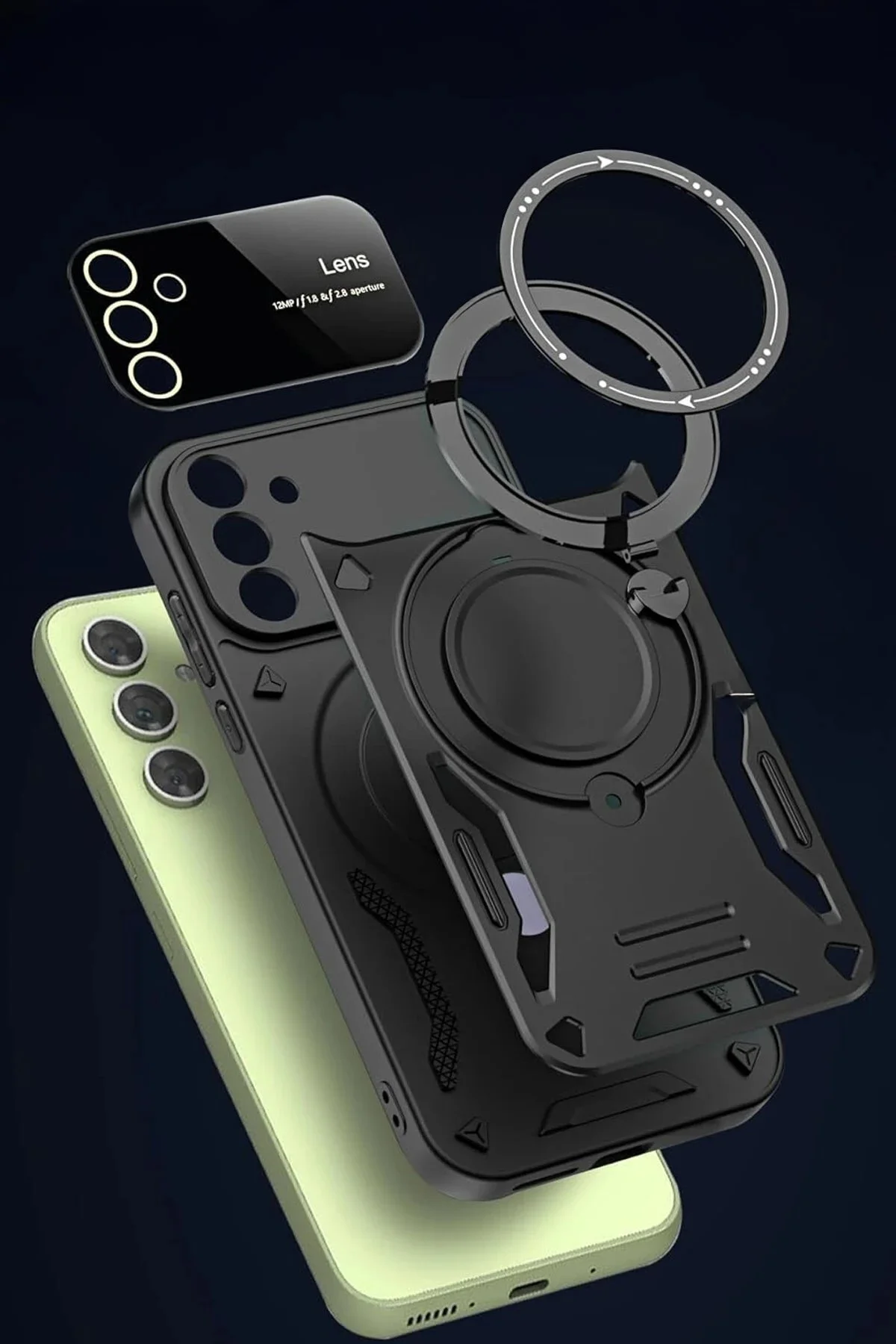 کاور و قاب لنز JOY CASE SAMSUNG GALAXY S24 FE با پایه بنفش TYGO5274 toyigoo