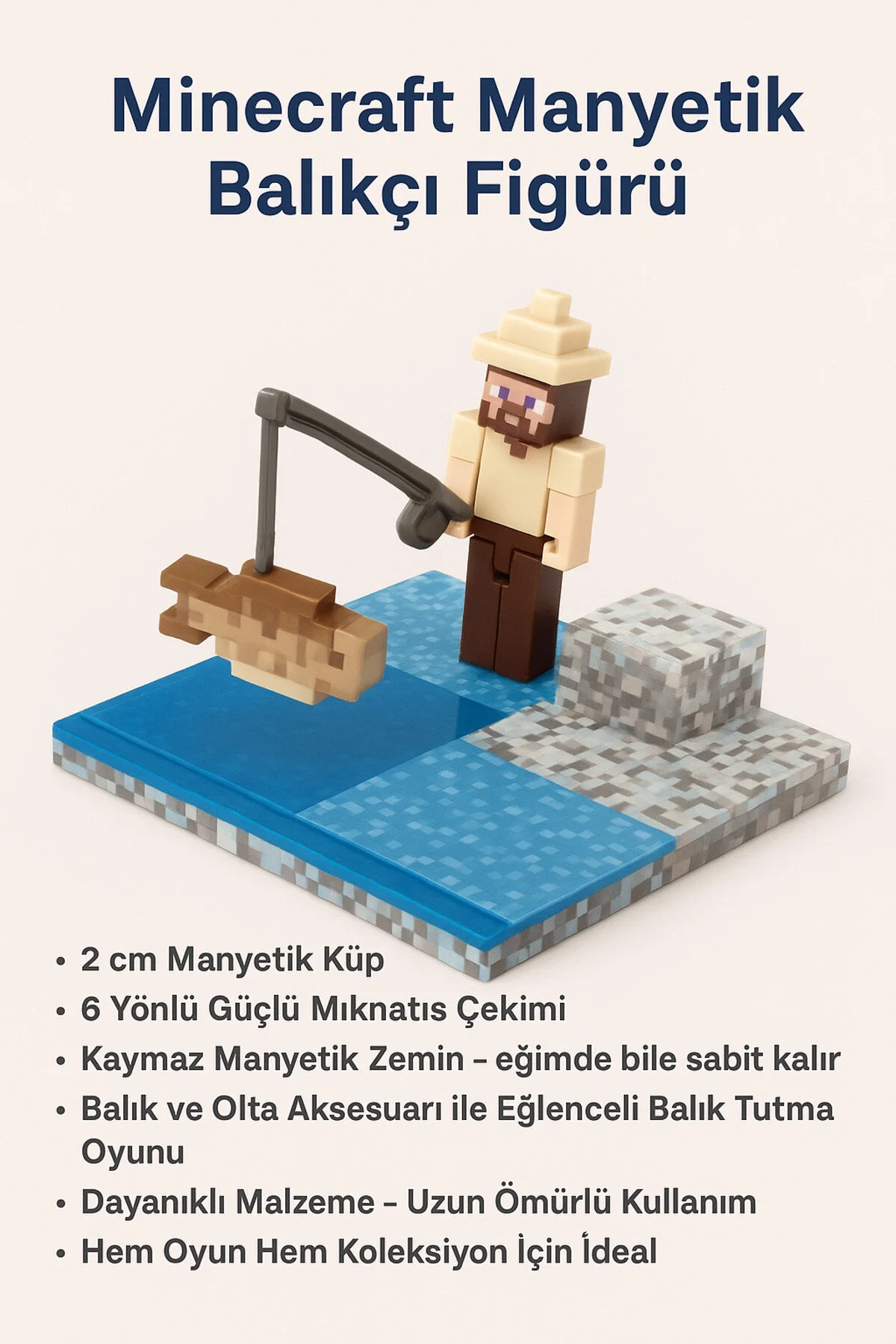 لگو و اسباب بازی های ساخت محور فیگور طلسم ماهیگیر مغناطیسی MINECRAFT – مجموعه از ترکیه Manyetik Bloklar
