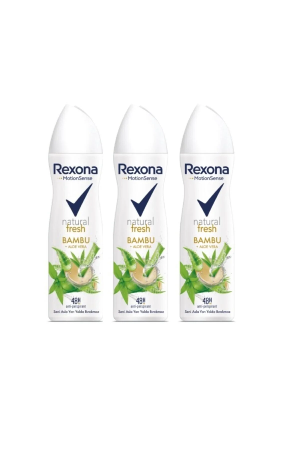 اسپری دئودورانت طبیعی Natural Fresh بامبو تازه آلوئه ورا 48h پک 3عددی 150میلی رکسونا Rexona