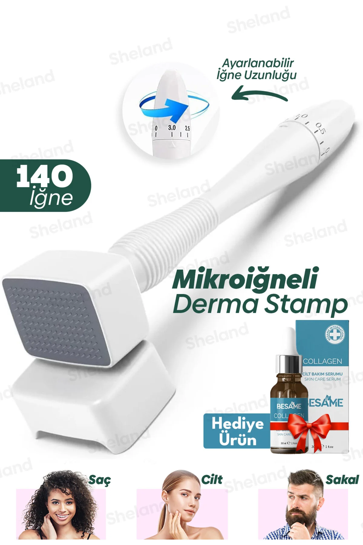 درمارولر سوزن تیتانیوم DERMASTAMP 140 اندازه 10 قابل تنظیم 0.25 میلی متر 3.00 Sheland