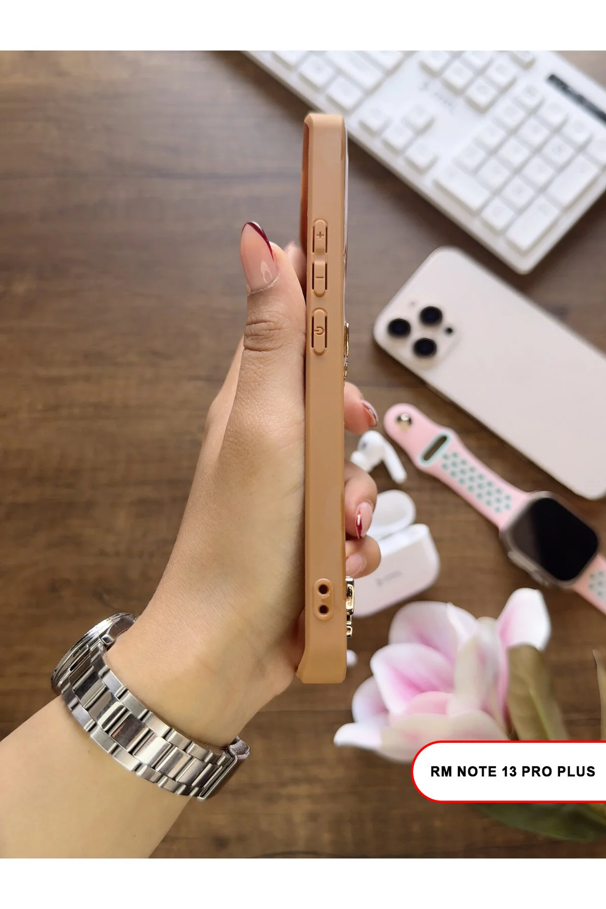 کاور و قاب گوشی سیلیکونی WISH با سنگ پروانه قلب نقره ای سازگار REDMI NOTE 13 PRO PLUS MTL