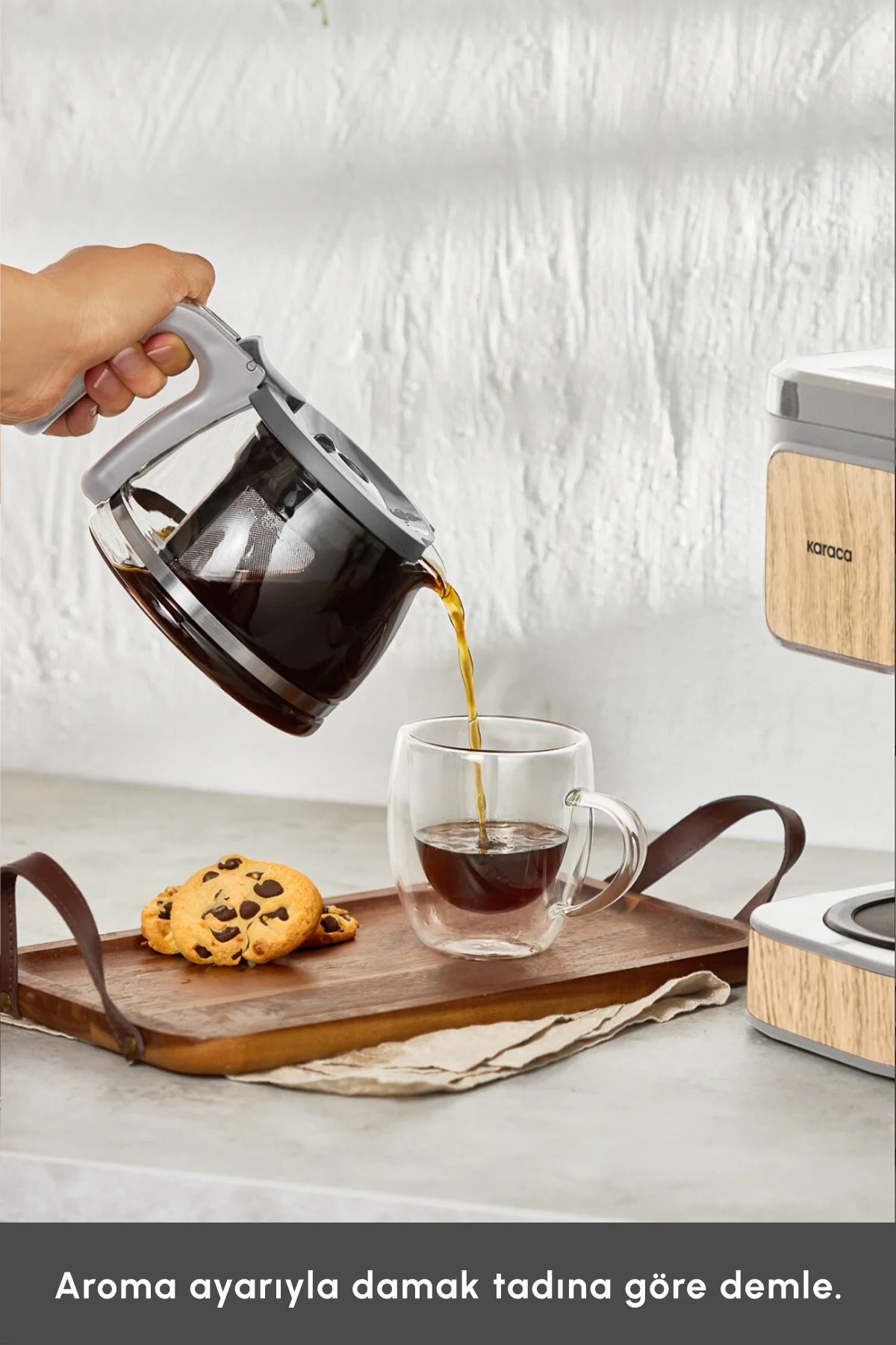 قهوه ساز فیلتری ماشین دم کردن و چای فیلتر 2 در 1 عطر JUST COFFEE AROMA IN WOOD CRAFT اورجینال Karaca