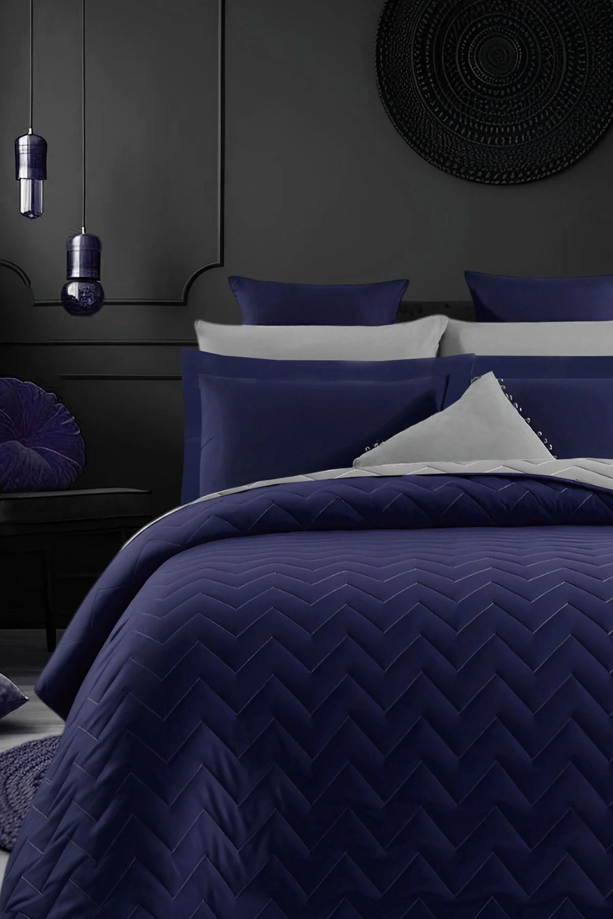روتختی یک نفره مجموعه ای از تختخواب تک گانه دو طرفه NAVY BLUE İQON