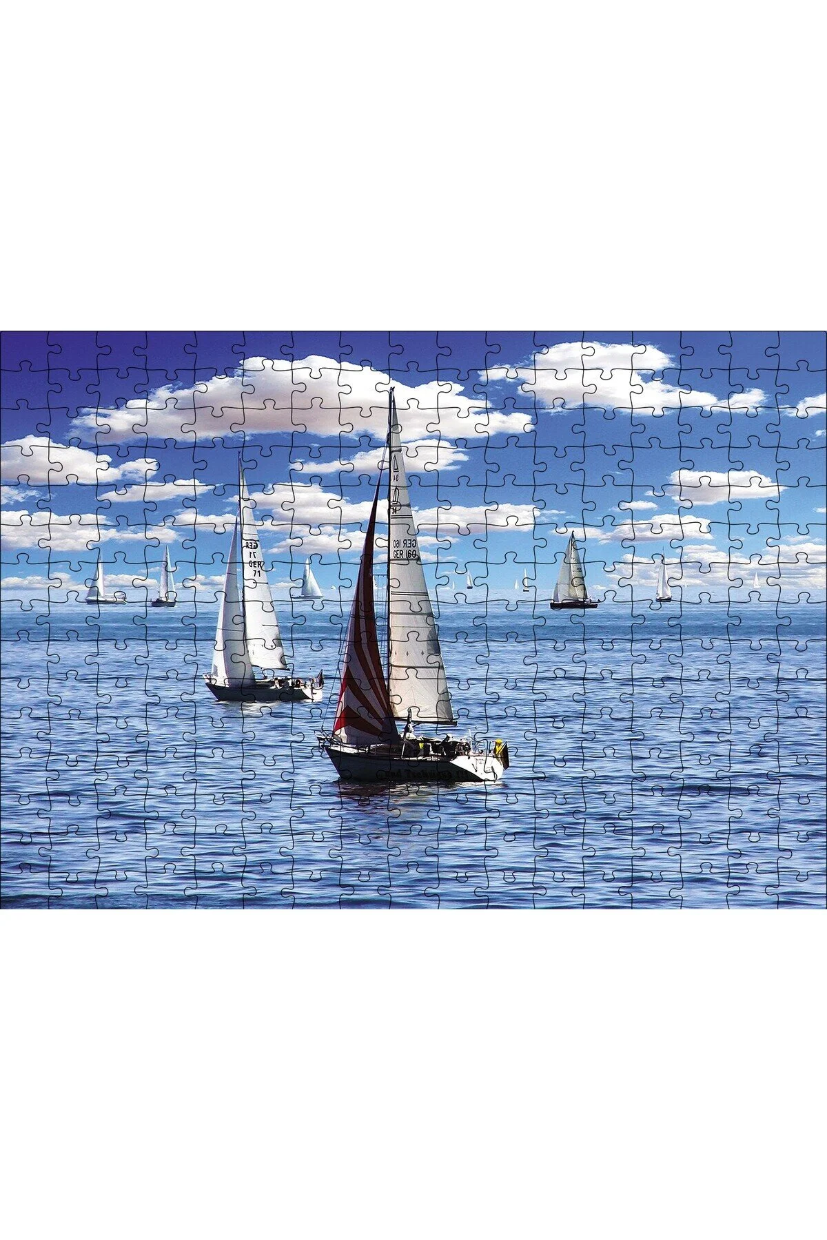 پازل CAKASEPETIM CLOUDS AND SAILBOATS 255 PIECE PUZZLE اره منبت کاری مویی ام دی اف چوبی Cakapuzzle
