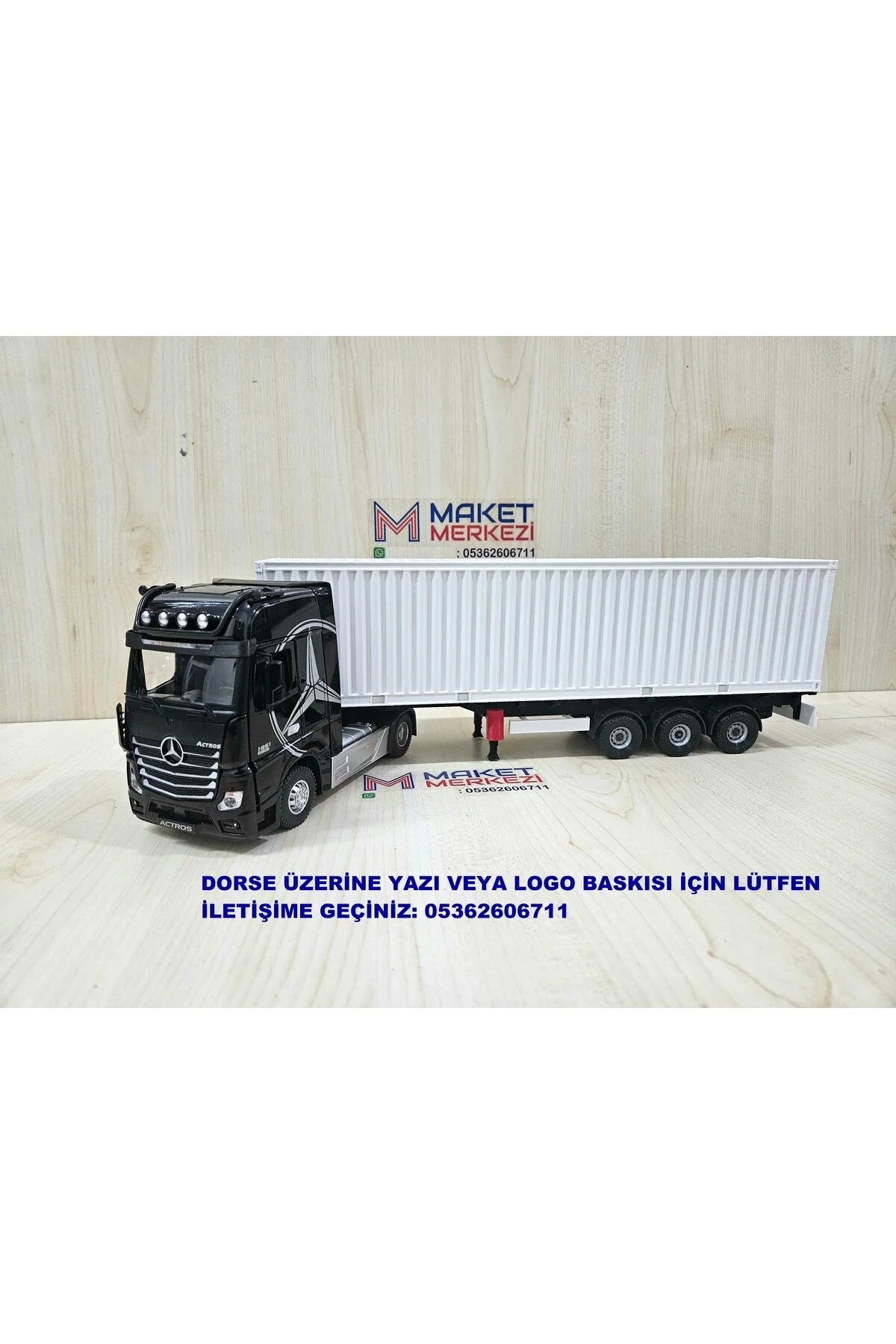 مدل خودرو نیم متر طول 1 36 MERCEDES ACTROS CONTAINER TRUCK MODEL نام نوشته شده مشکی اورجینال Maket